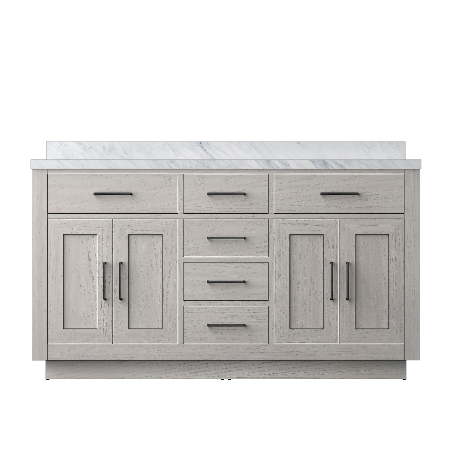 Lexora LVGI60DM100 Gilroy 60-in White Oak Undermount Double Sink Bathroom Vanity with White Carrara Marble Top