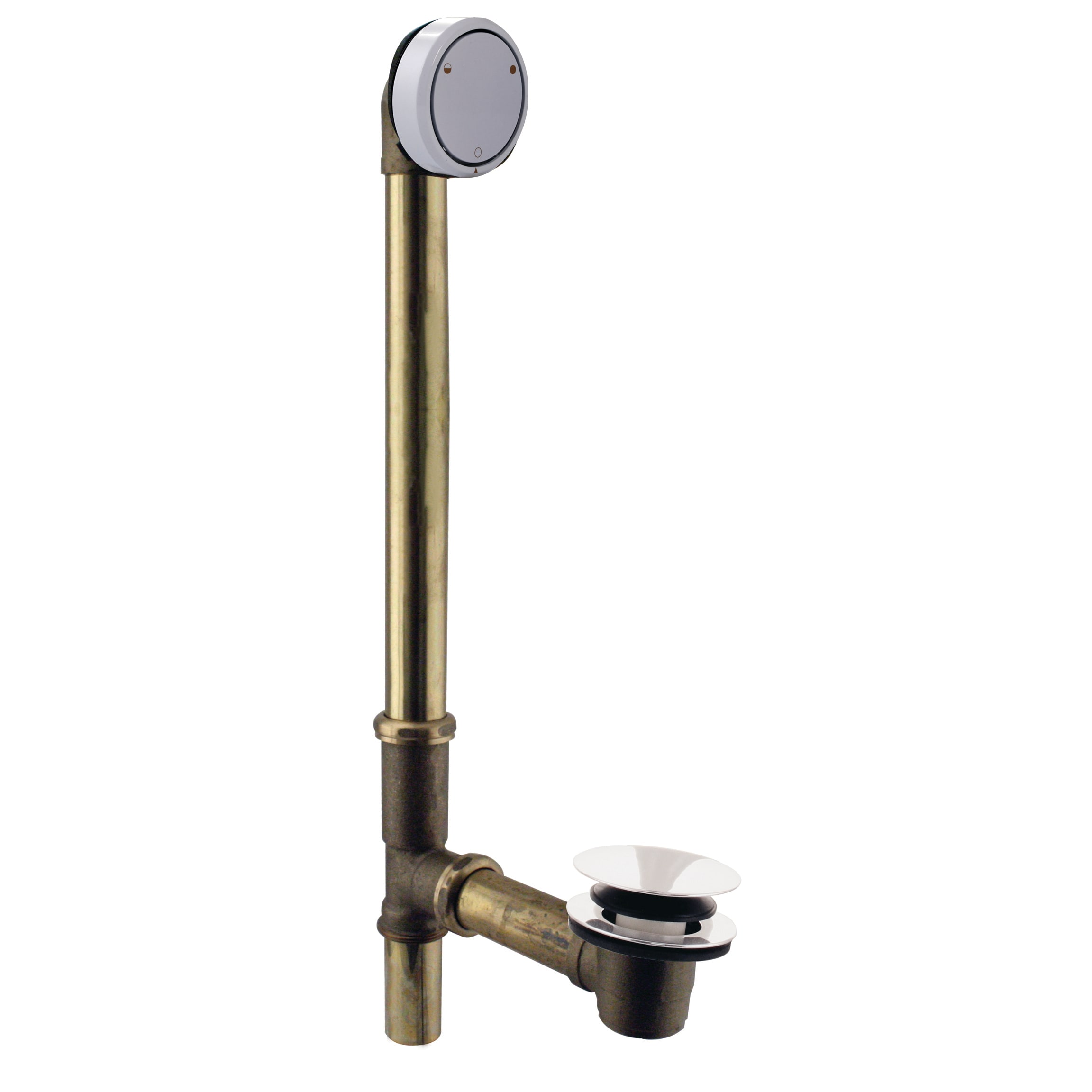 WESTBRASS 7931817CHM-50 Bath Waste and Overflow Patented Deep Soak-closing, Brass with Ada Approved Tip-toe Drain In Powder Coat White