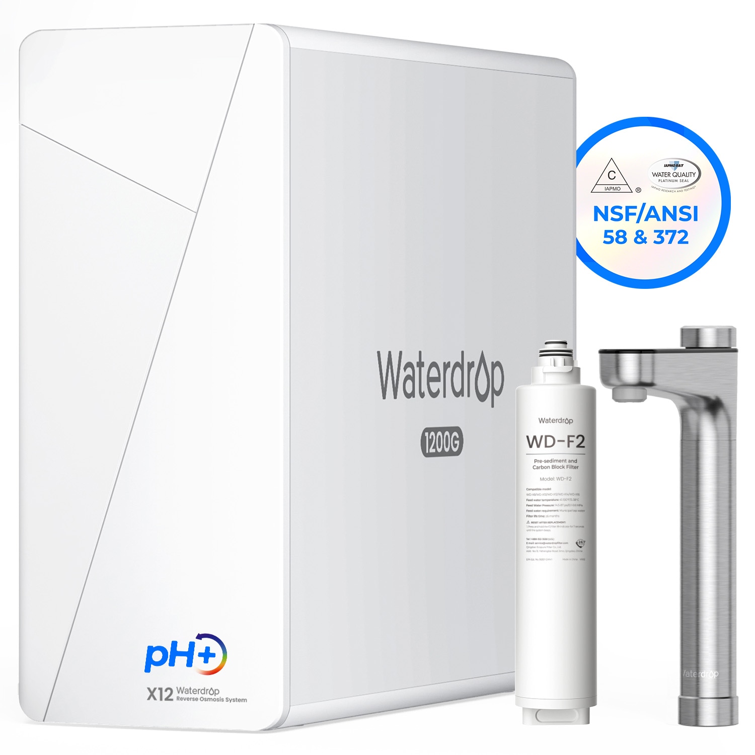 Waterdrop BL-WD-X12-F2  X12-Alkaline Mineral pH+ Reverse Osmosis System Extra WD-F2 Replacement filter