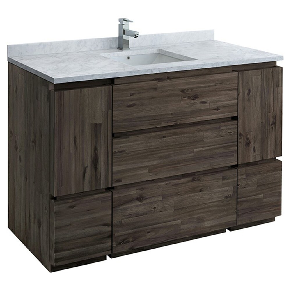 Acacia Wood 53" Brown Freestanding Bathroom Vanity Base
