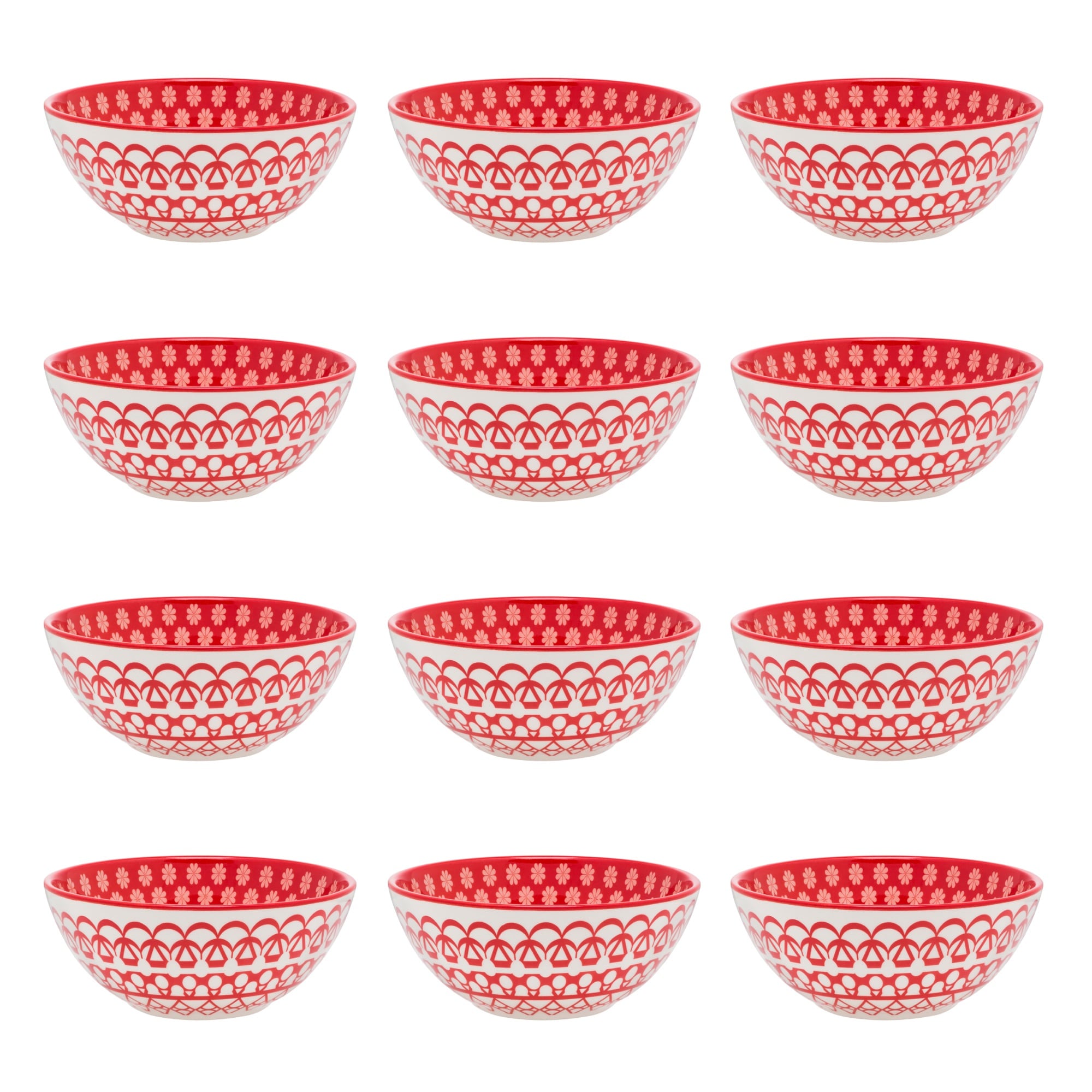 Manhattan Comfort Full 12-Piece Microwave Safe Large Soup Bowls with  Geometric and Floral Design, 20.29 Oz, Yellow/Black