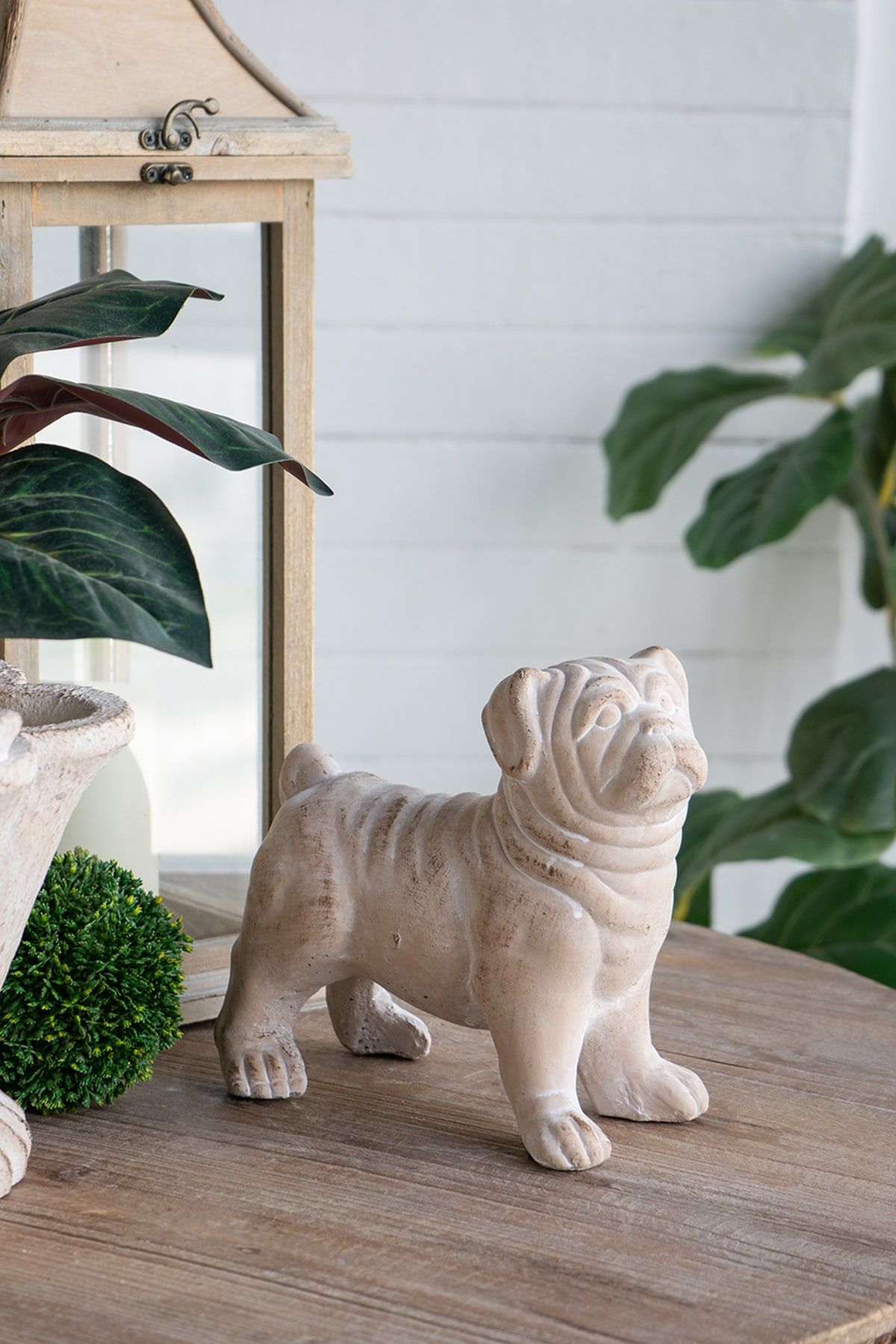 Boho Havens 8.5x4.5x8.1 Standing Bulldog Figurine with Natural Beige Finish