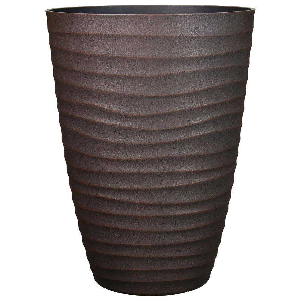 allen + roth PLB0116TNB 15.16-in x 21.69-in Rust Resin Planter with Drainage Holes