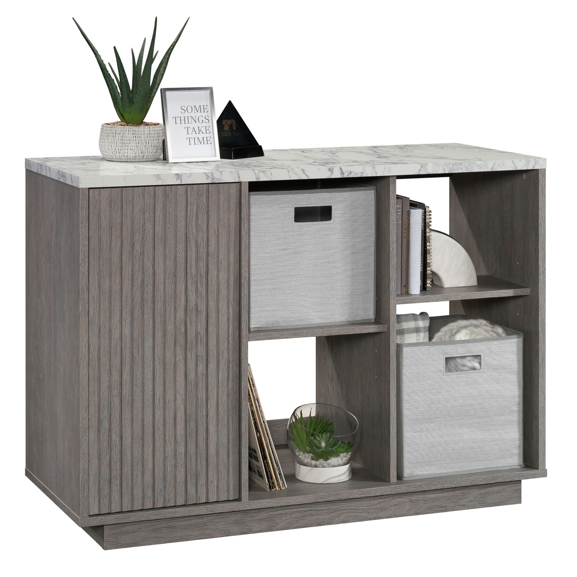 Sauder  East Rock Storage Cabinet Ashen Oak finish
