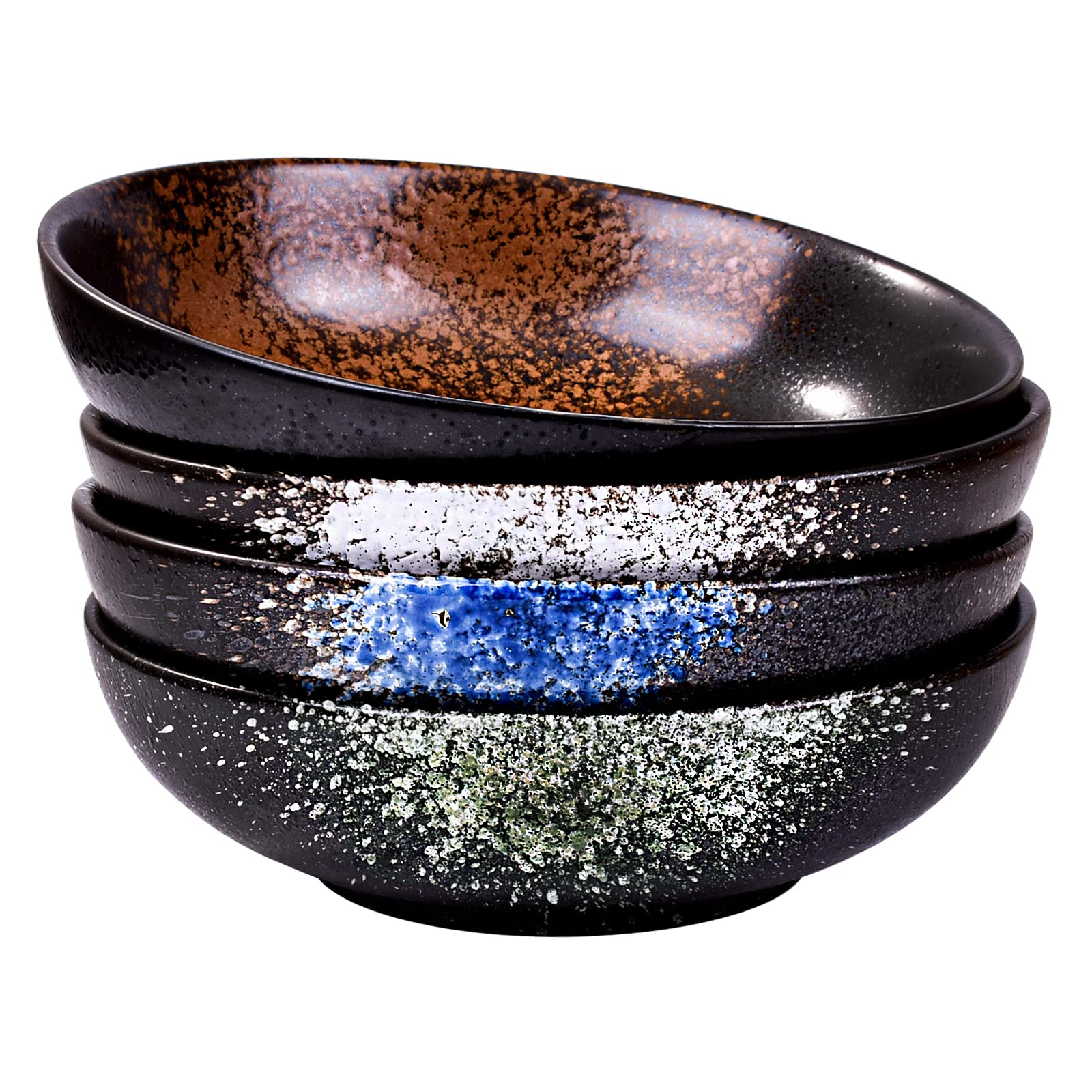 Aoibox  37 2 oz Ceramic Salad Bowls 8 Inch Wide and Shallow Bowl Set of 4 for Pasta Soup Cereal and Fruit
