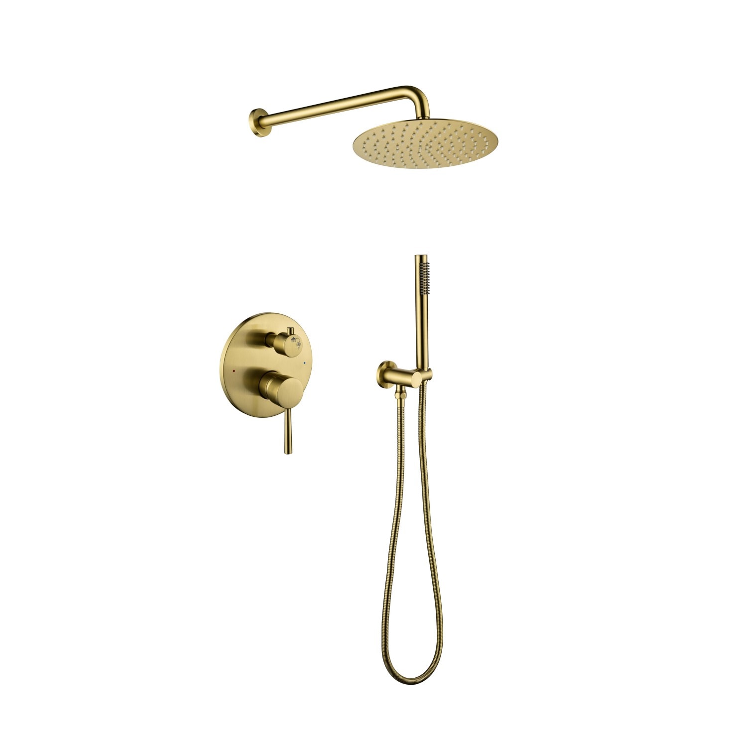 Tatayosi Shower System; Wall Mounted Shower Faucet Set for Bathroom with High Pressure 10inch Stainless Steel Rain Shower head Handheld Shower Set; 2 Way Pressure Balance Shower Valve Kit; Brushed Gold