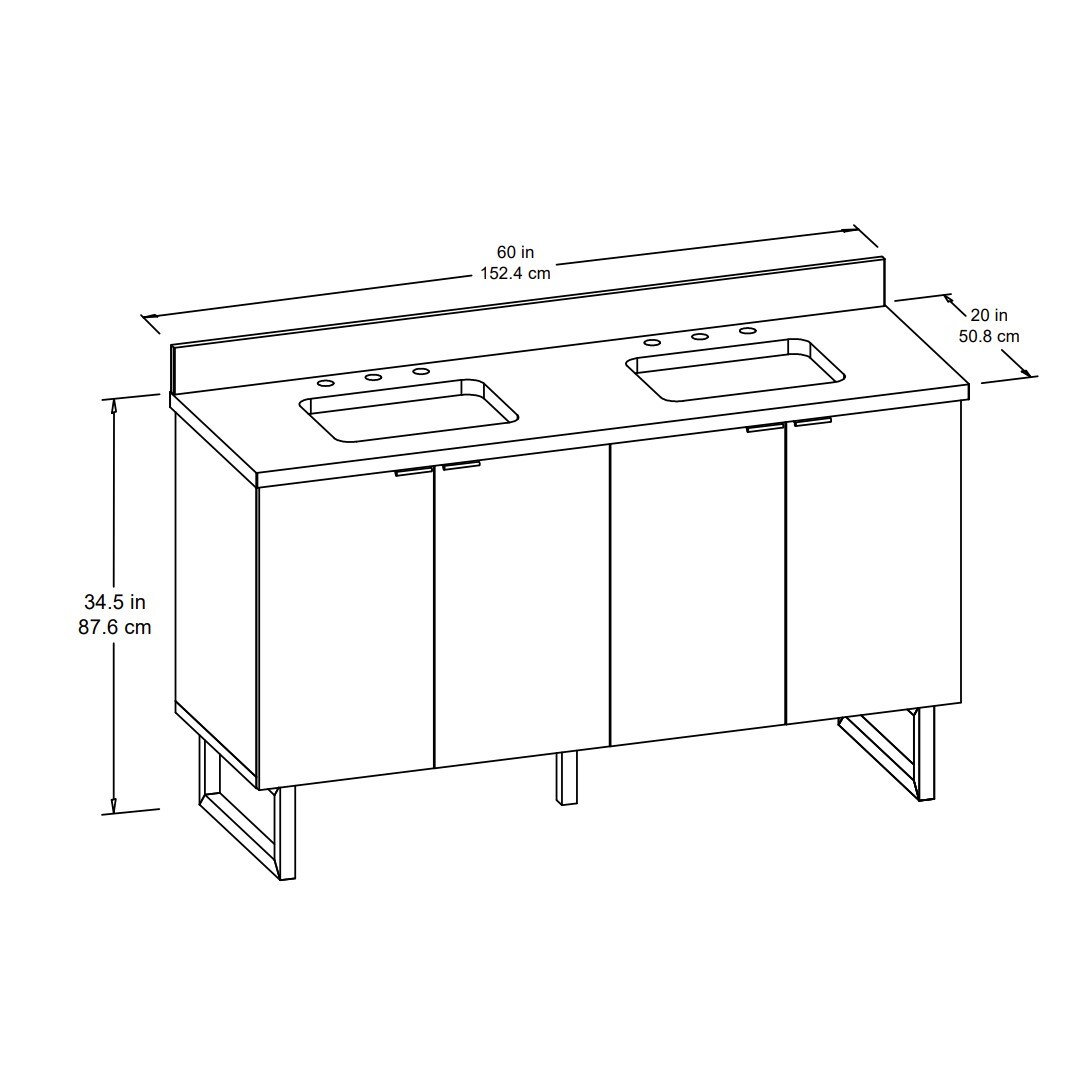 Destin 60in Cherry Dual Sink Bathroom Vanity