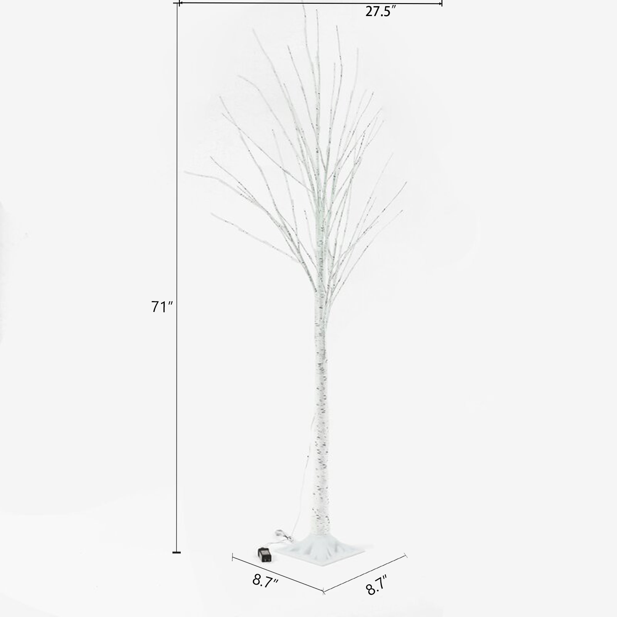 2.5' Pre-Lit Artificial White Birch Branches with Warm White 100 Micro LED  Lights - Set of 2