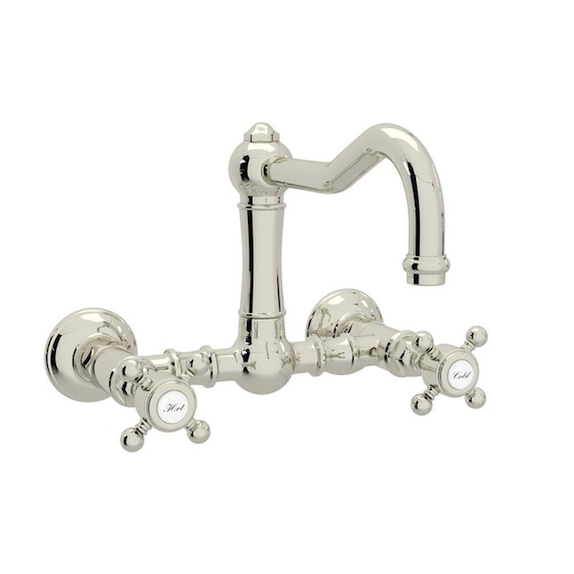 Rohl Italian Kitchen Acqui Polished Nickel 2 Handle Wall Mount Bridge Faucet In The Faucets Department At Com - Wall Mounted Bridge Kitchen Faucet With Sprayer