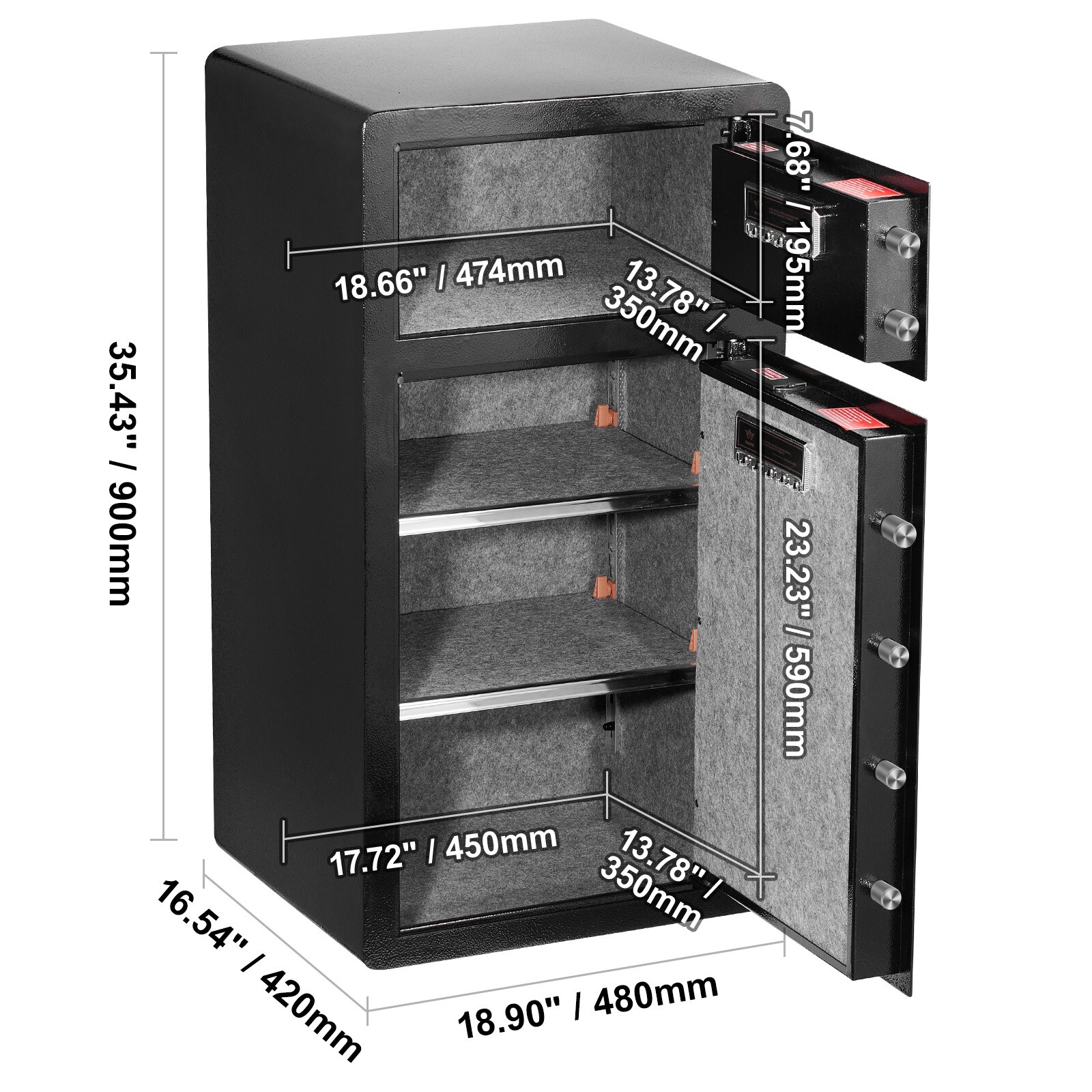 GIVIMO 7.2-cu ft Double Door Safe Box with Keypad and Key Lock LED ...