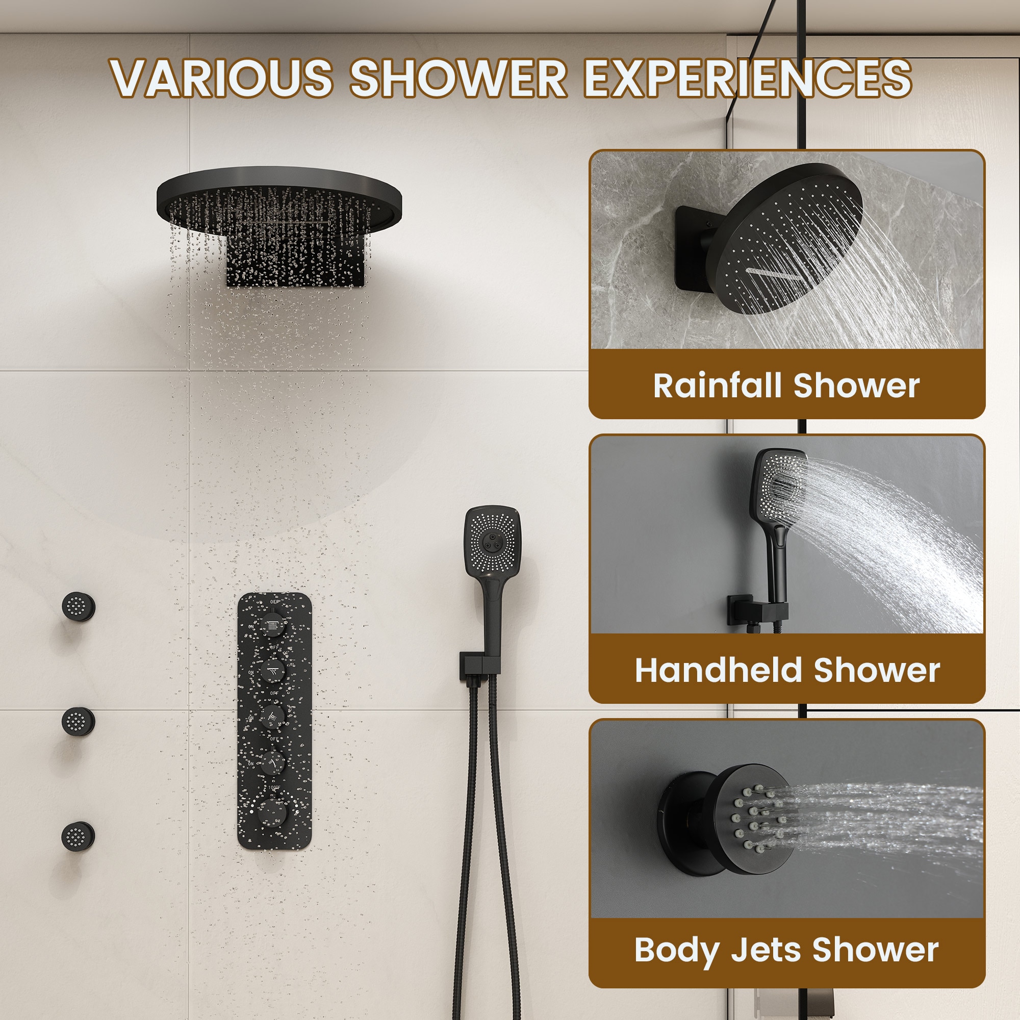 CASAINC CA-A4361-MB Showerhead-Bar-Panels - View #4