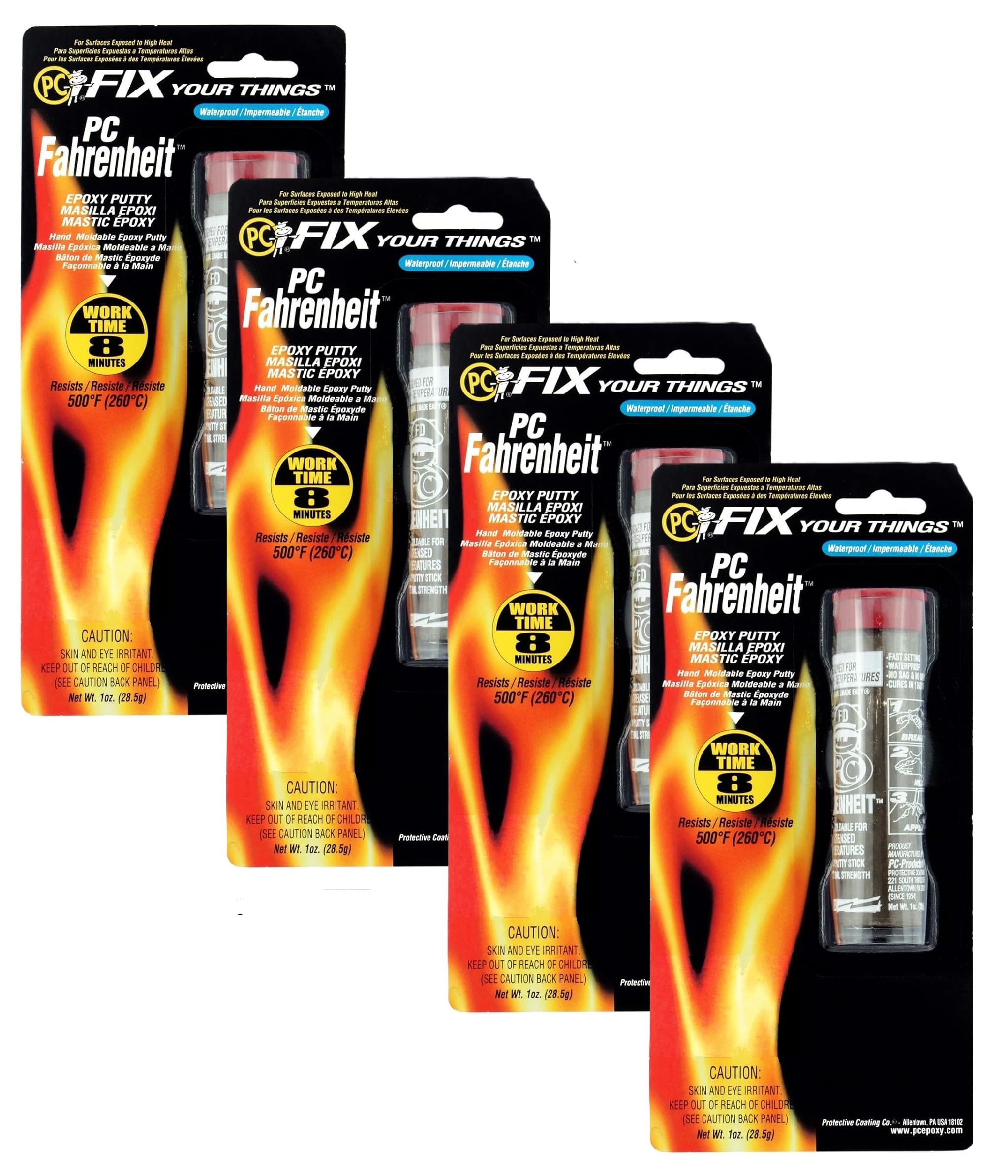 PC Products  PC-Fahrenheit Hi-Temp Epoxy Adhesive 1 oz Stick 4-Pack Brown (24546)
