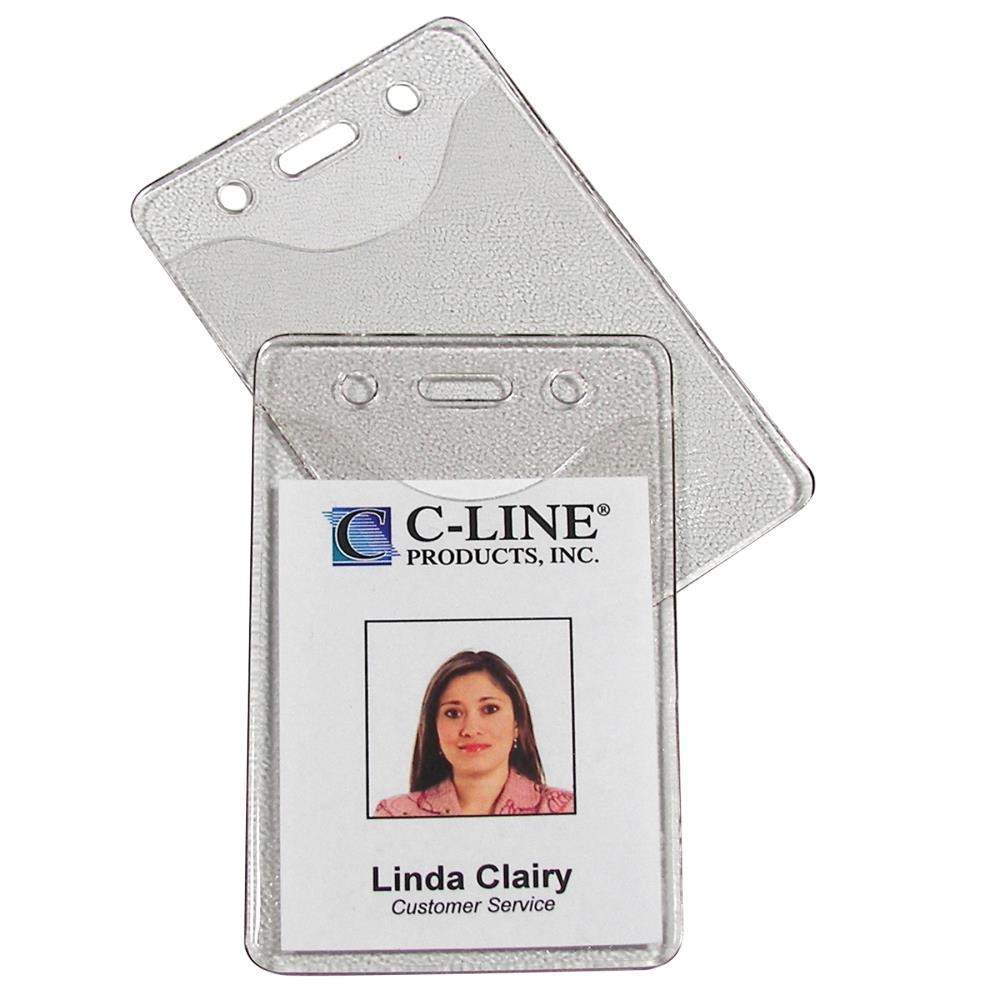 C-Line Heavy Duty ID Badge Holders, Vinyl, Vertical, 2-3/8 x 3-3/8, Box of  100 at