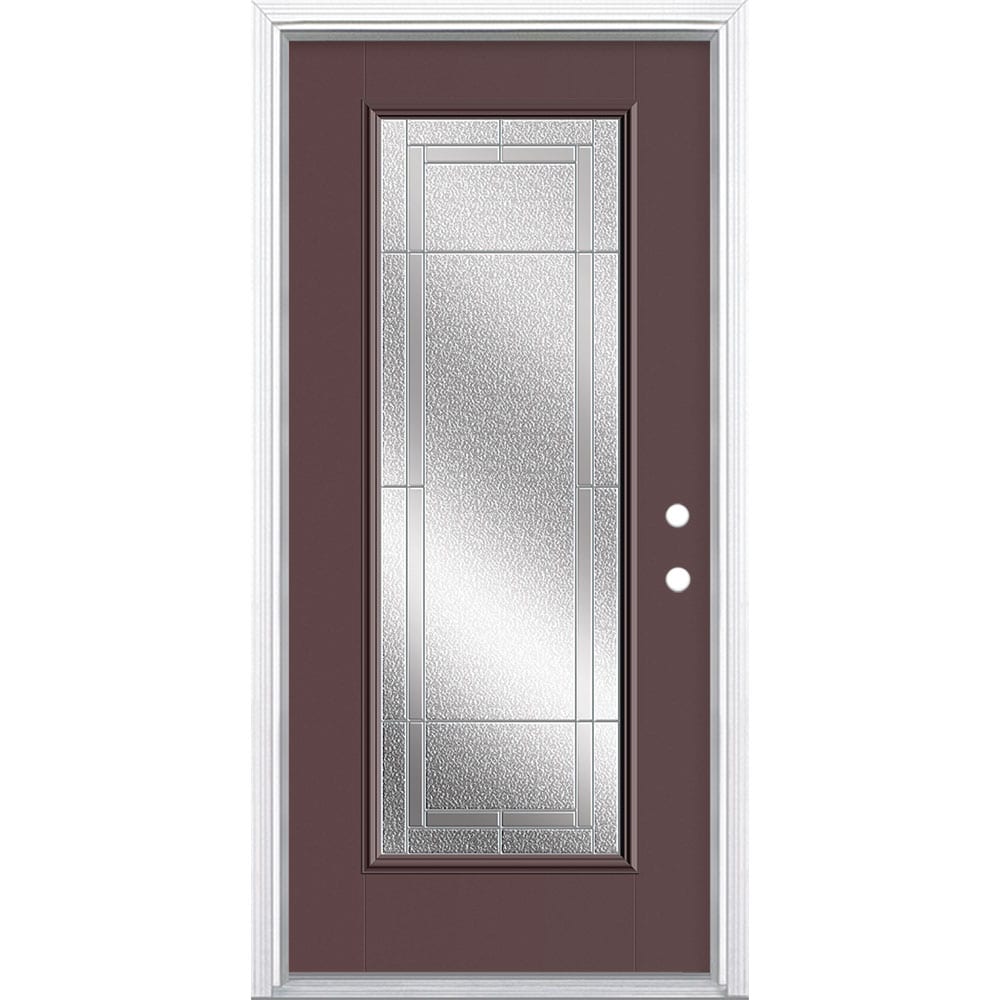 Masonite 3420149 Focus 36-in x 80-in x 4-9/16-in Fiberglass Full lite Left-hand inswing Modern White Painted Prehung Front Door with Brickmould Insulating core