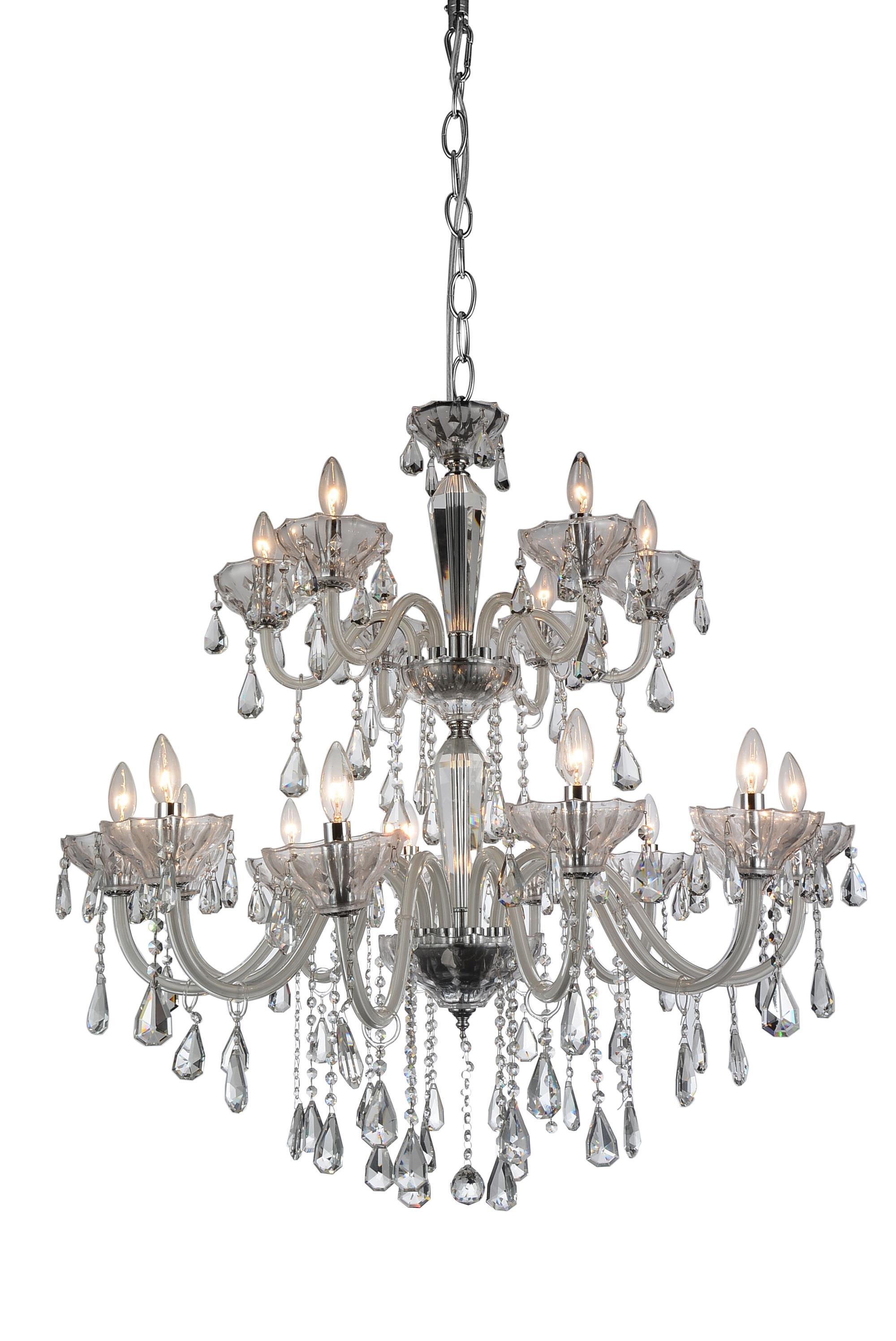 CWI Lighting 8392P35C-18 Harvard 18-Light Chrome Transitional Damp Rated Chandelier