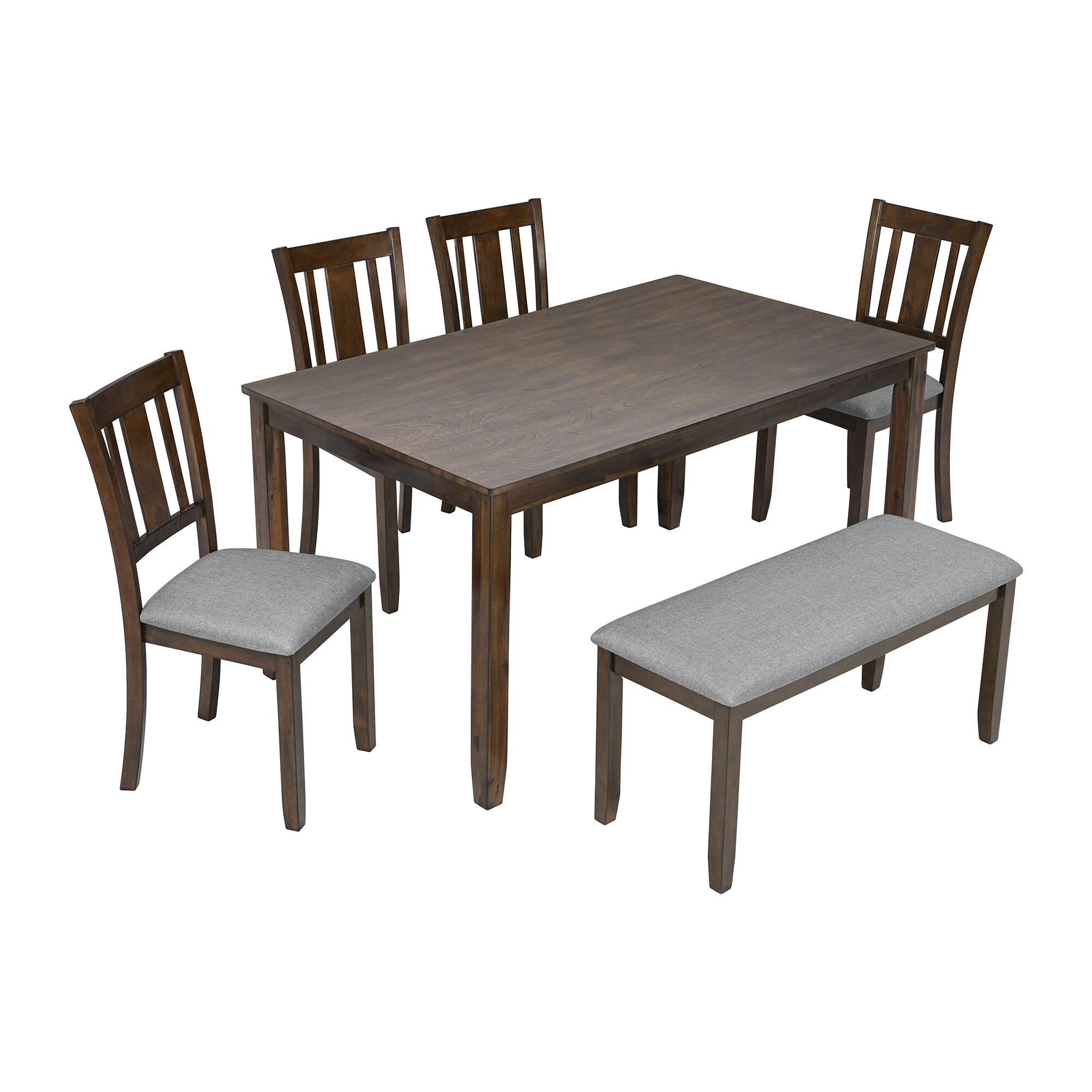 Bybafun YA0100310 Brown Contemporary/Modern Dining Room Set with Rectangular Table ( Seats 6 )