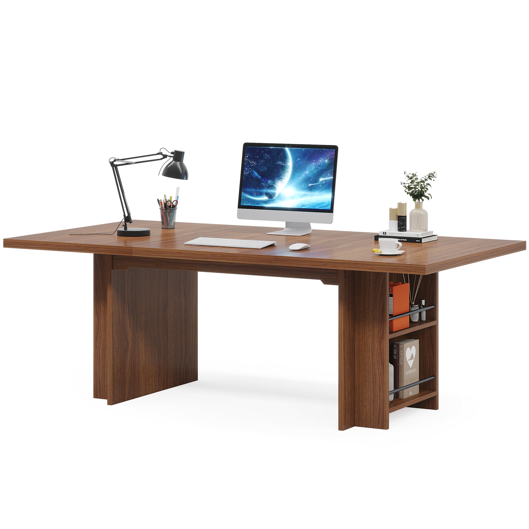 Tribesigns LWFD-NY164 Office Conference Table Brown 6 -Person Conference table ( 62.99-in W x 29.53-in H )
