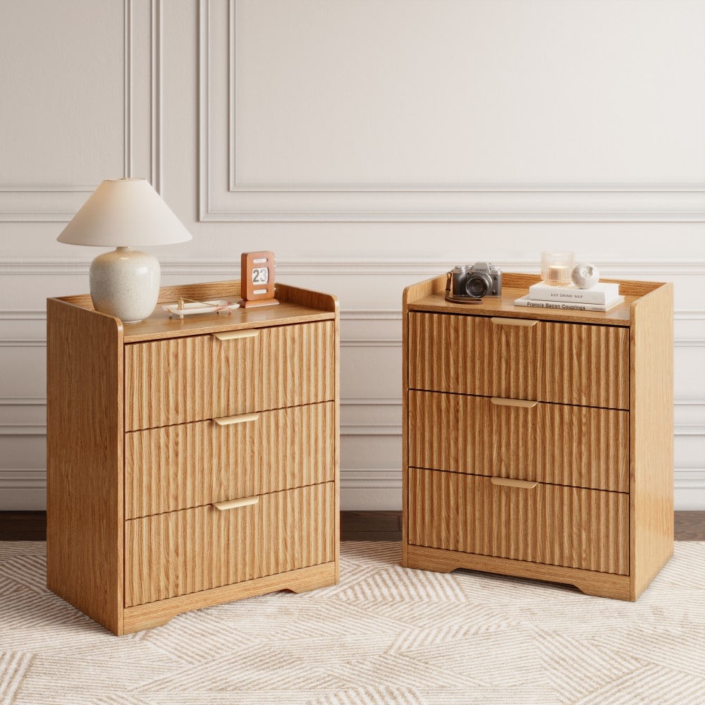 Furologee 3 Drawers Dresser Standard Dresser for Bedroom Large Wood Storage Dressers of Drawers Modern Organizer Cabinet with Anti Tip Safety Kit for Living Room Hallway