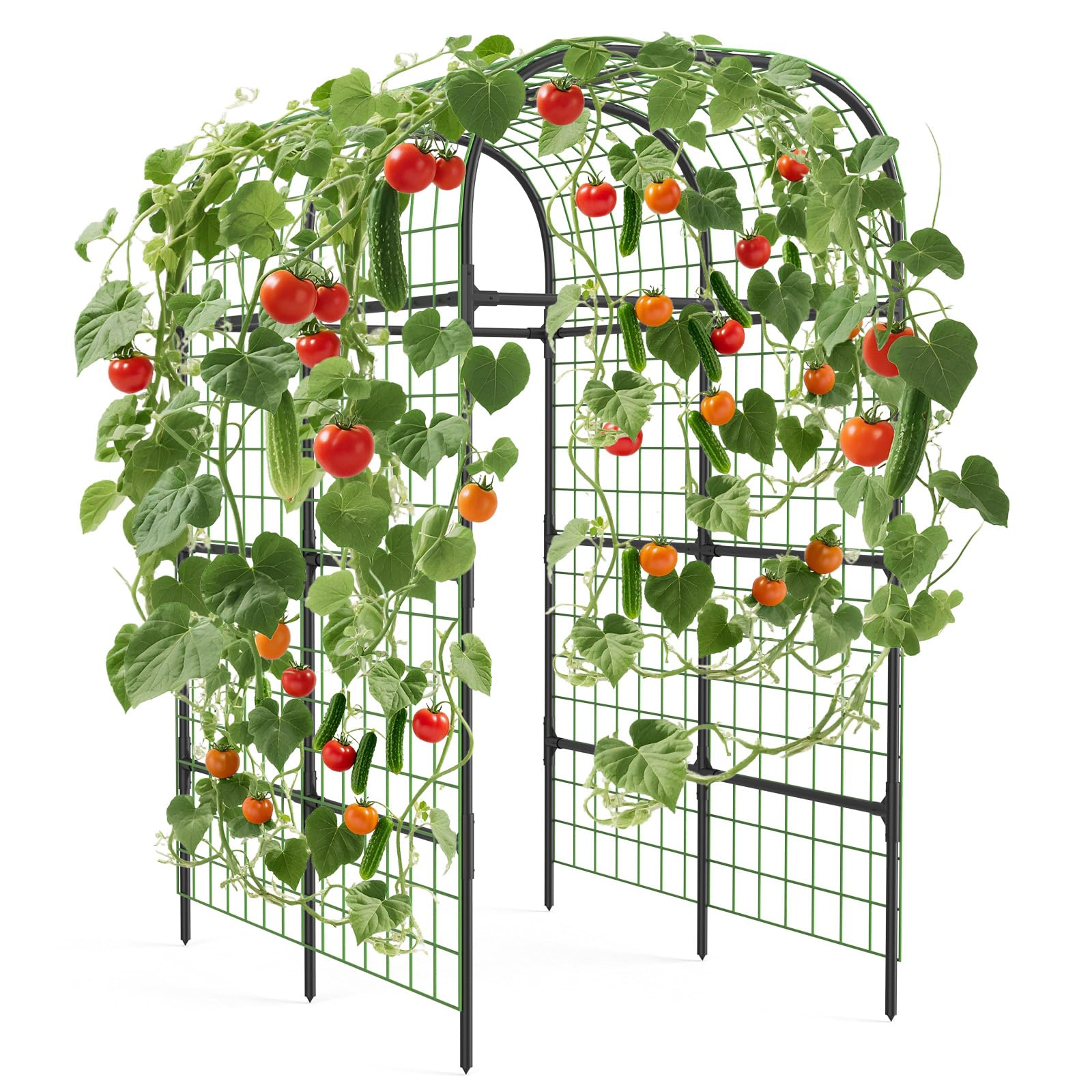 DEXSO 7.3 FT U-Shape Metal Garden Arch Trellis with Plastic Connectors Weather-Resistant Black