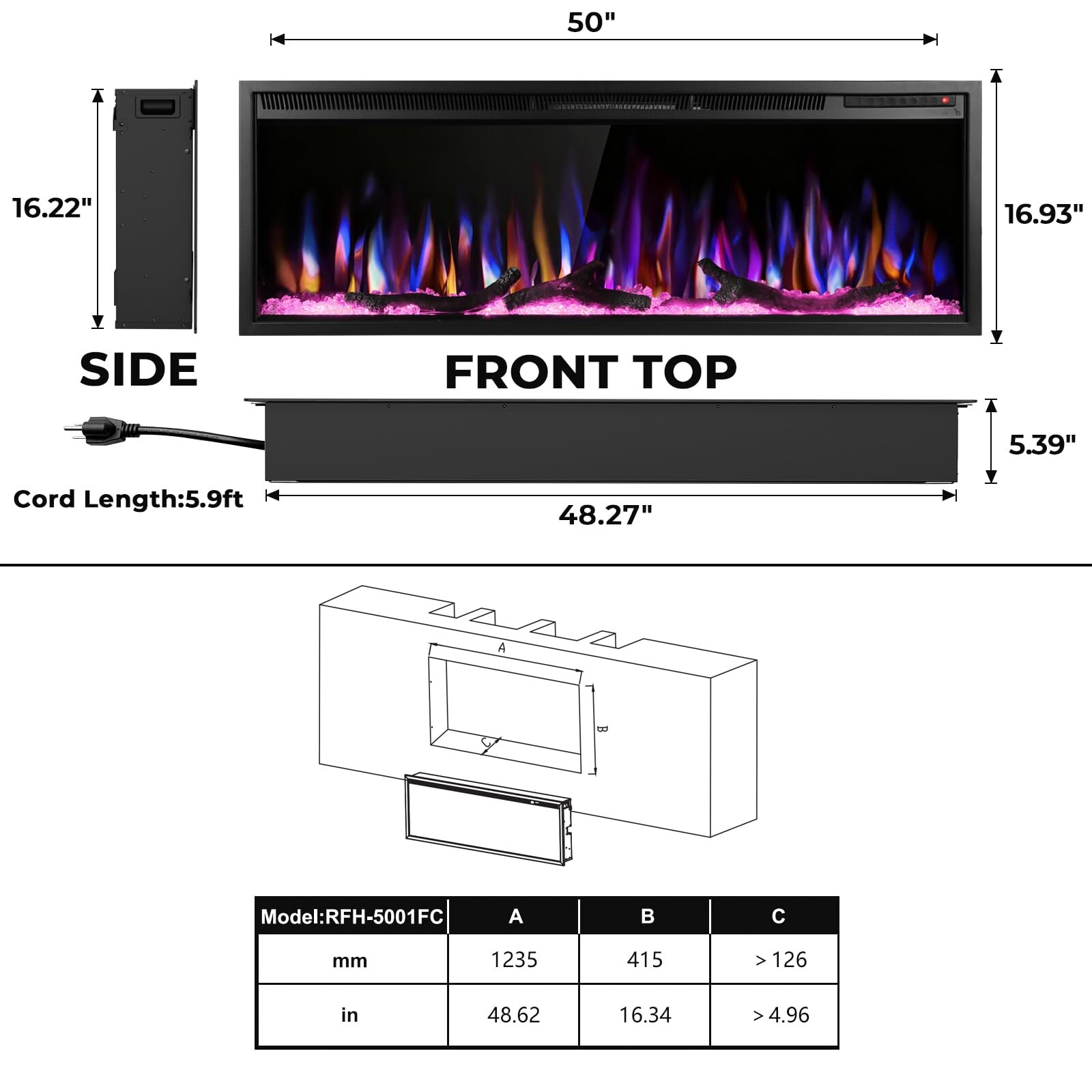 COWSAR LS00504HEF0 Electric-Fireplaces - View #8