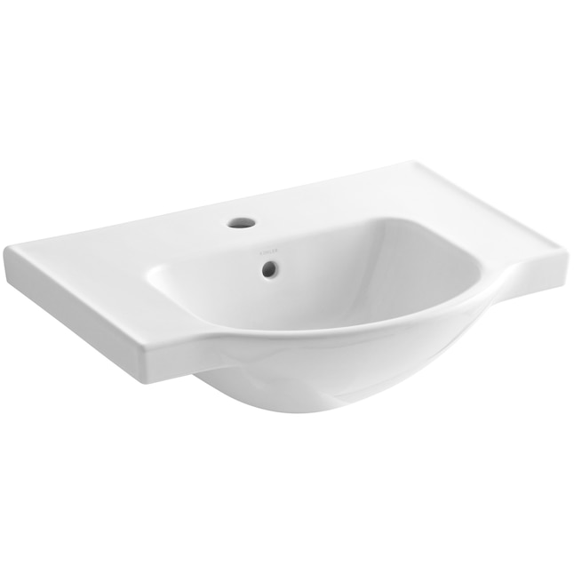 KOHLER Veer 24 in. Vitreous China Pedestal Sink Basin in White with Overflow Drain KOHLER Veer 24 in. Vitreous China Pedestal Sink Basin in White with Overflow Drain
