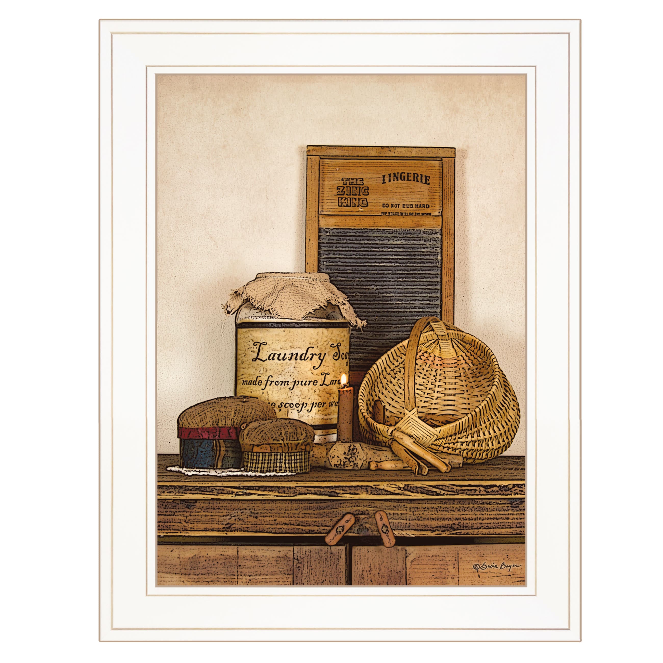 HyperDrop Cart White Wood Laundry Soap Framed Wall Art Print Reinforced ...