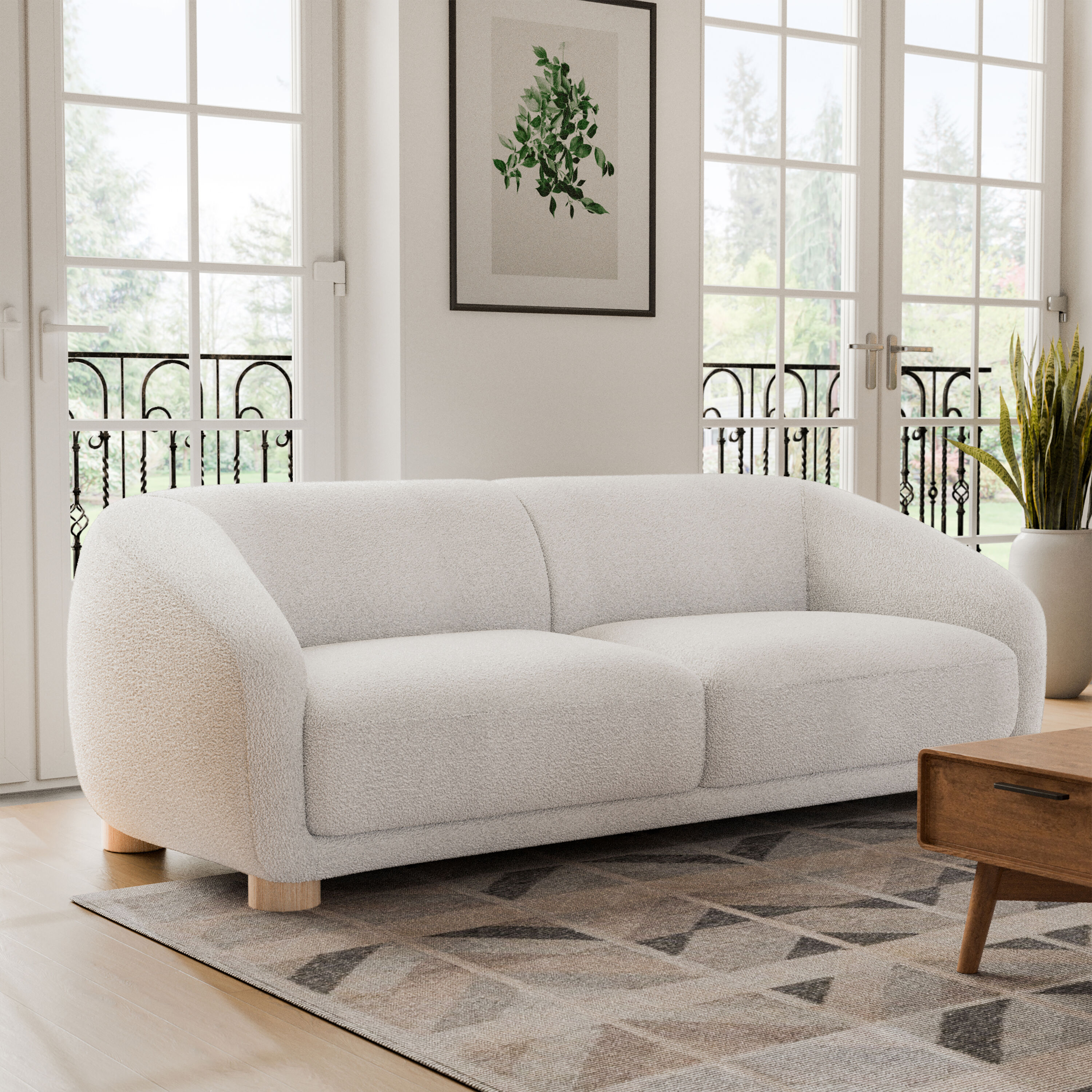 Furniture of America IDF-61006WH-SF Waxley 87.5-in Modern White 3 -seater Sofa