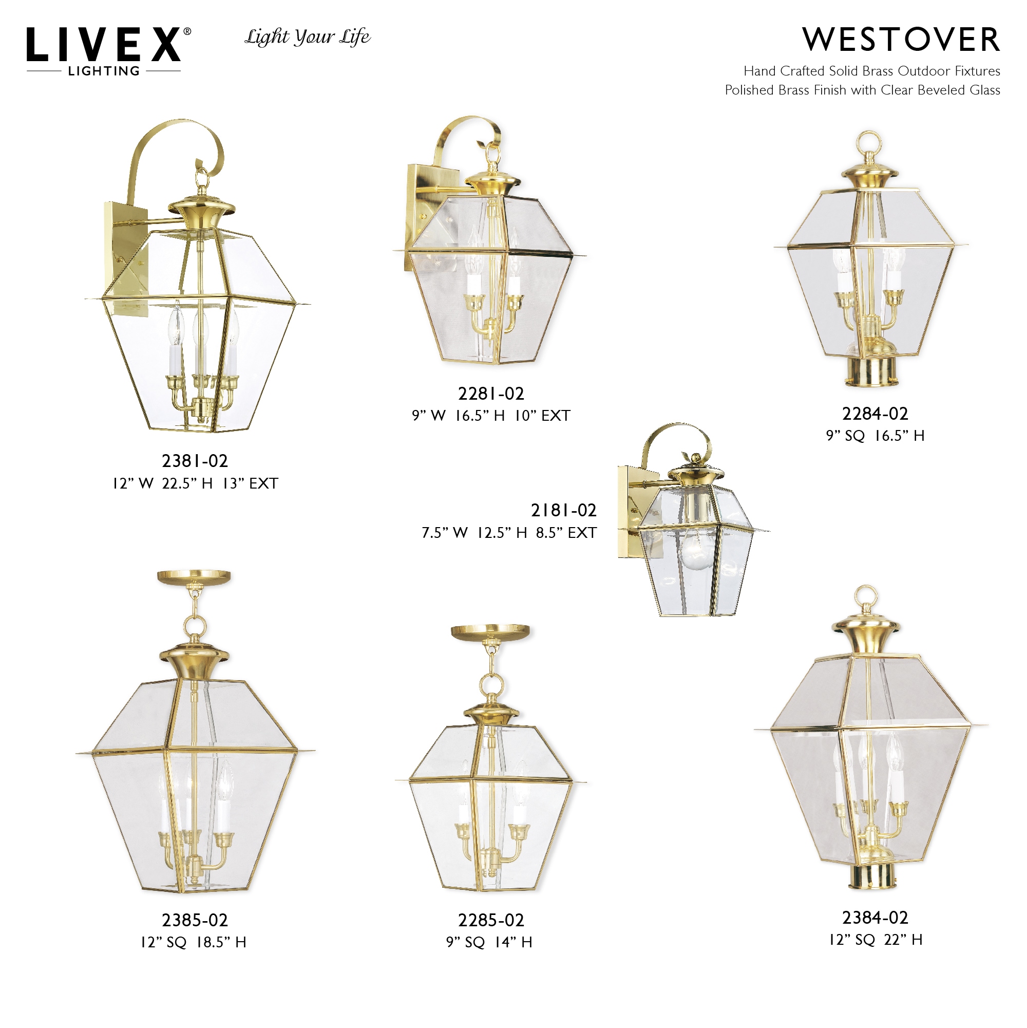 Westover Polished Brass 2-Light Outdoor Pendant with Clear Beveled Glass