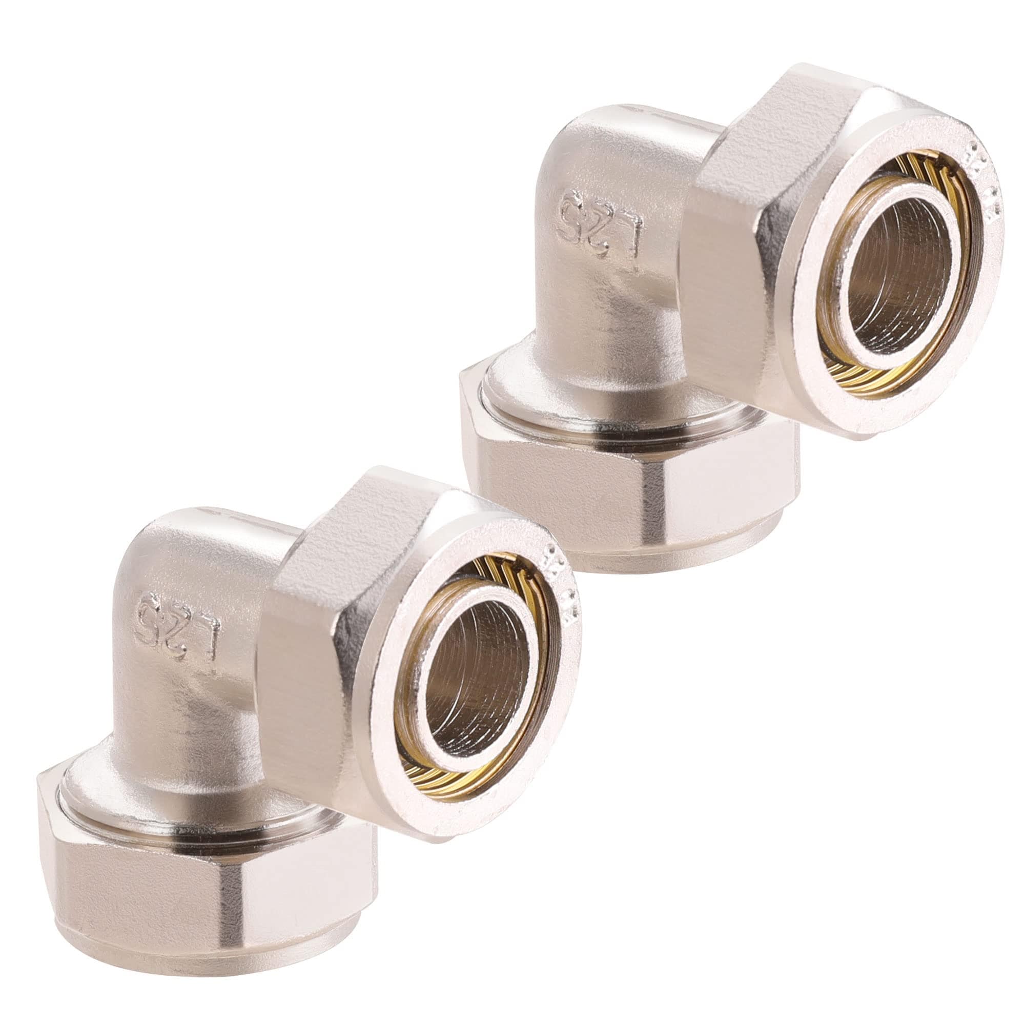 AKSCYZM 3 quarter Inch Elbow Air Piping Fittings Brass Nickel Plated Compression Style for Compressed Air Line Systems durable home and garden #LAK0804K033