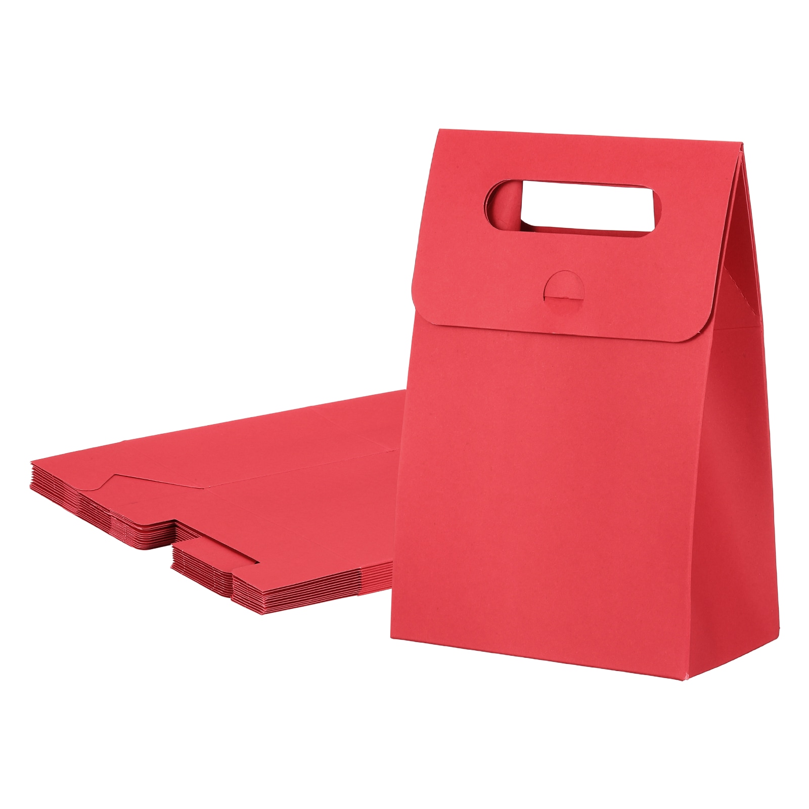 PATIKIL Kraft Paper Bags (3 x 5.3 x 7.5 Inch Red) (12pcs) Stand Up Gift Bags with Handles Suit for - Party Favor/Wedding/Bridal Shower/Festivals/Giftpcsing