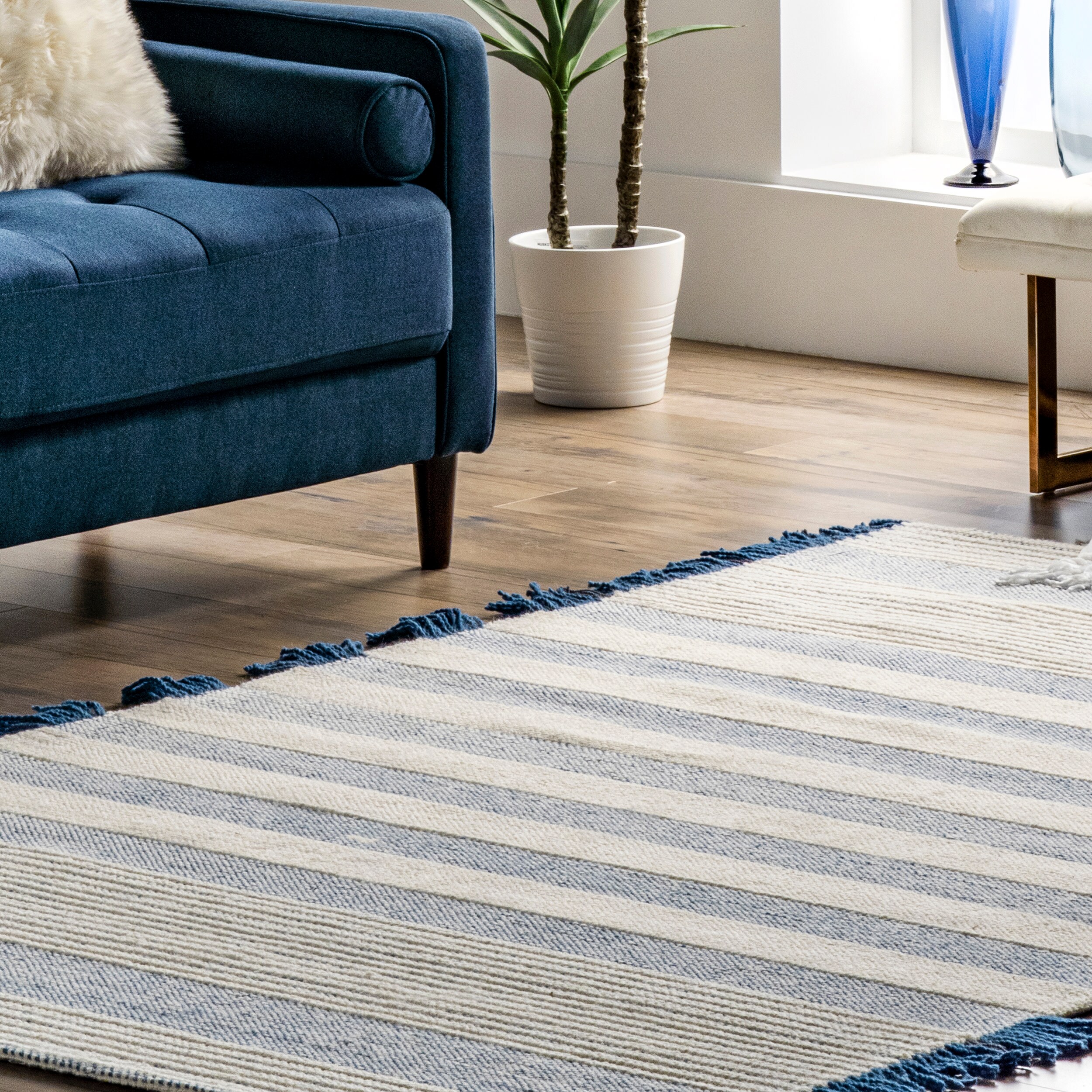 nuLOOM Millar II 5 x 8 Wool Blue Indoor Stripe Area Rug in the Rugs ...