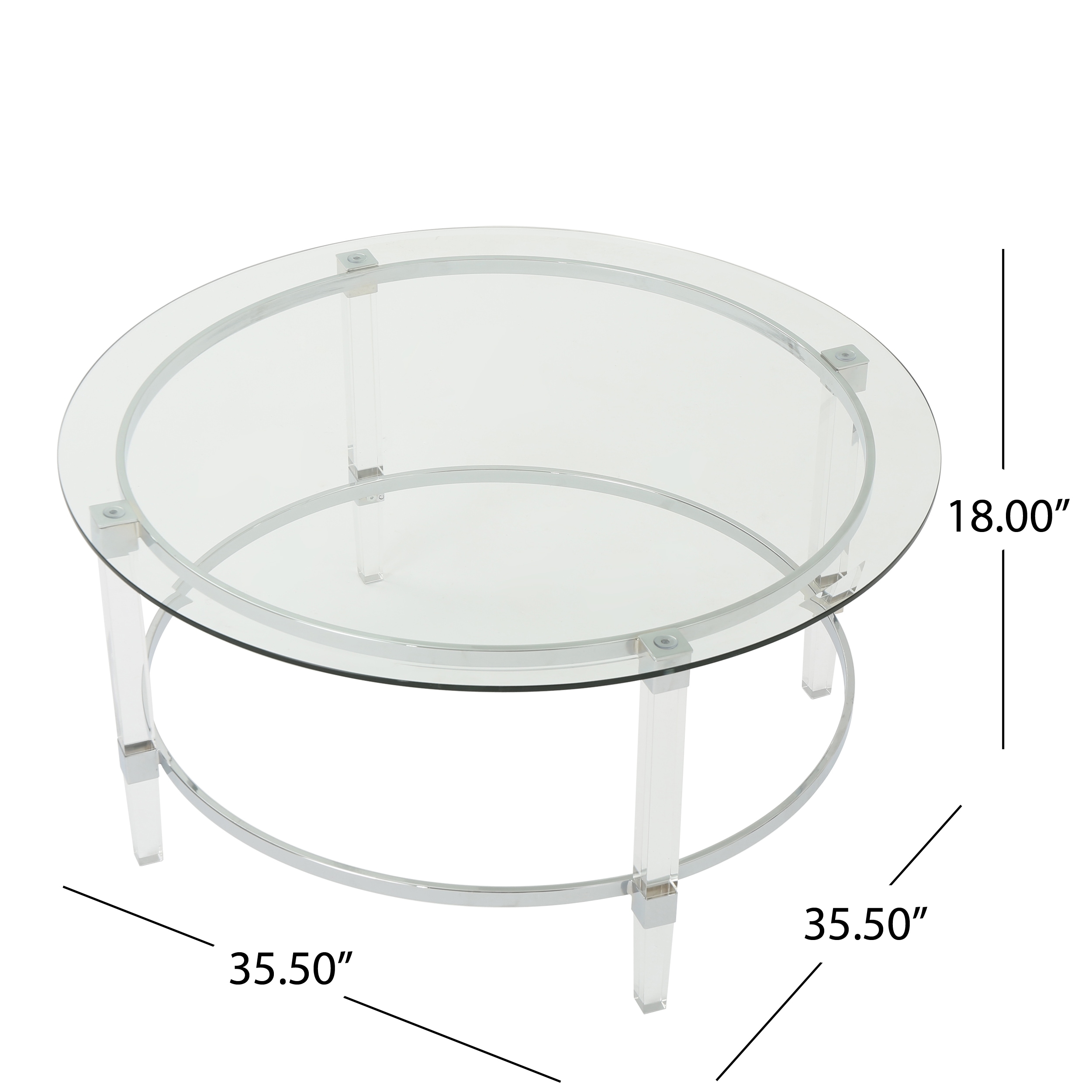 Elowen Round Clear Glass and Metal Coffee Table