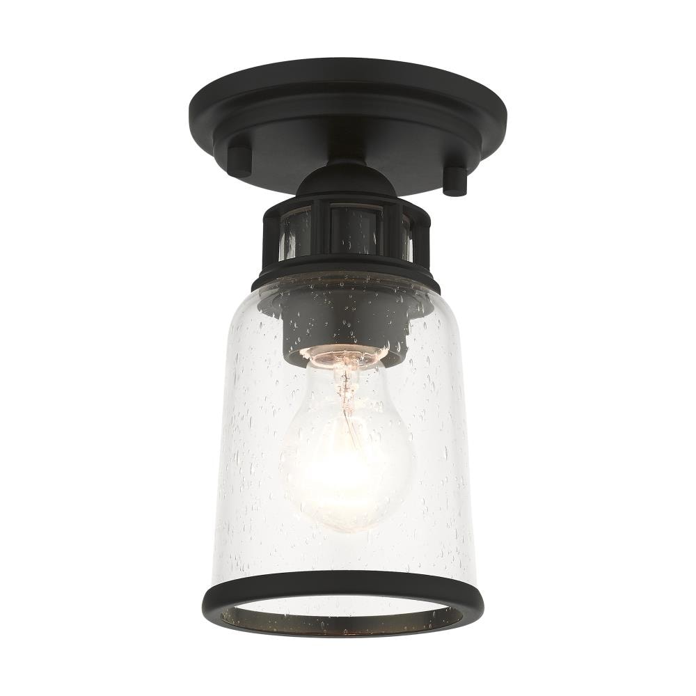 Livex Lighting 45501-04 Lawrenceville 1 -Light 5.125-in Matte Black Semi Flush Mount Light