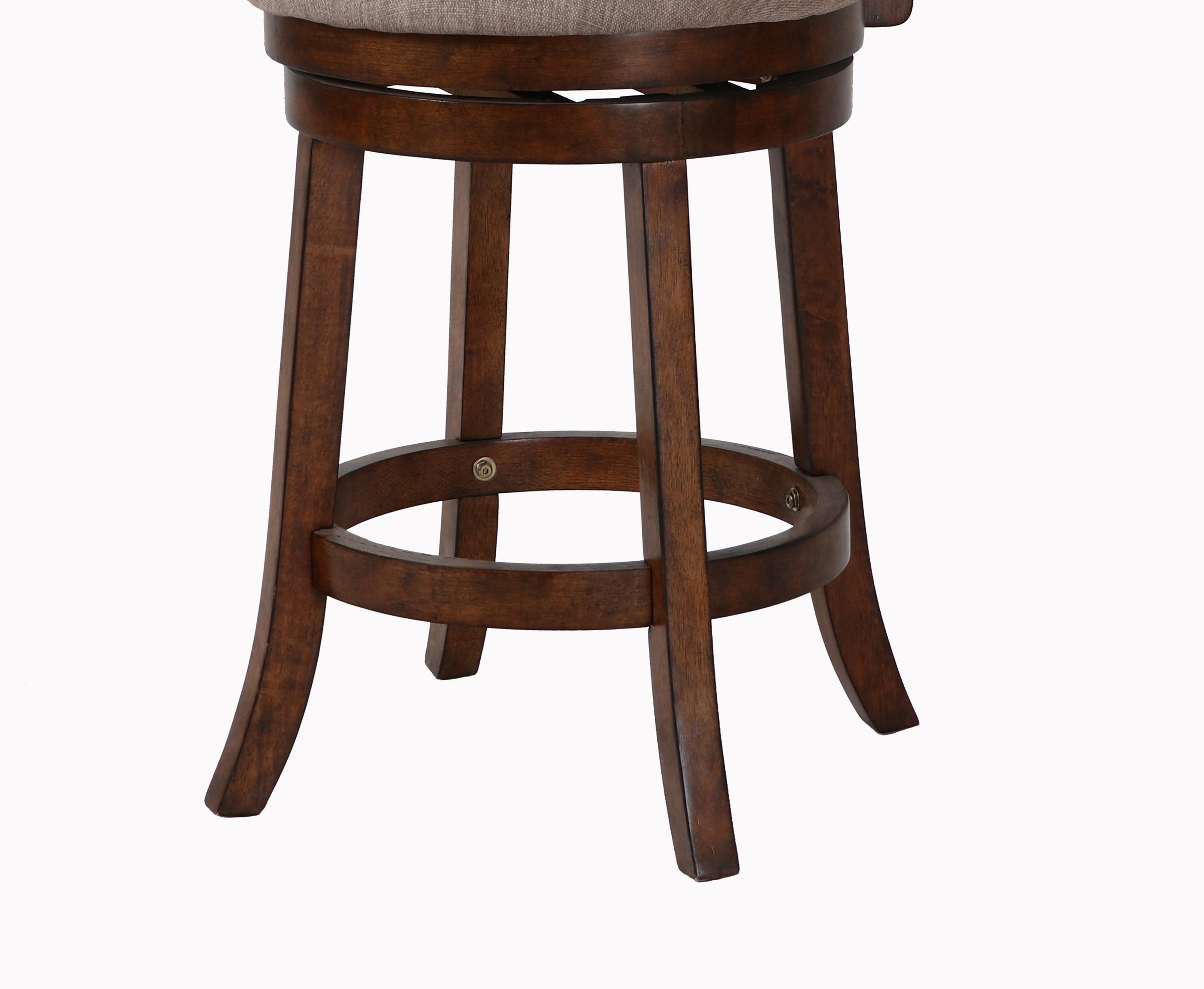 Aberdeen Dark Brown Wood Swivel Bar Stool with Fabric Seat