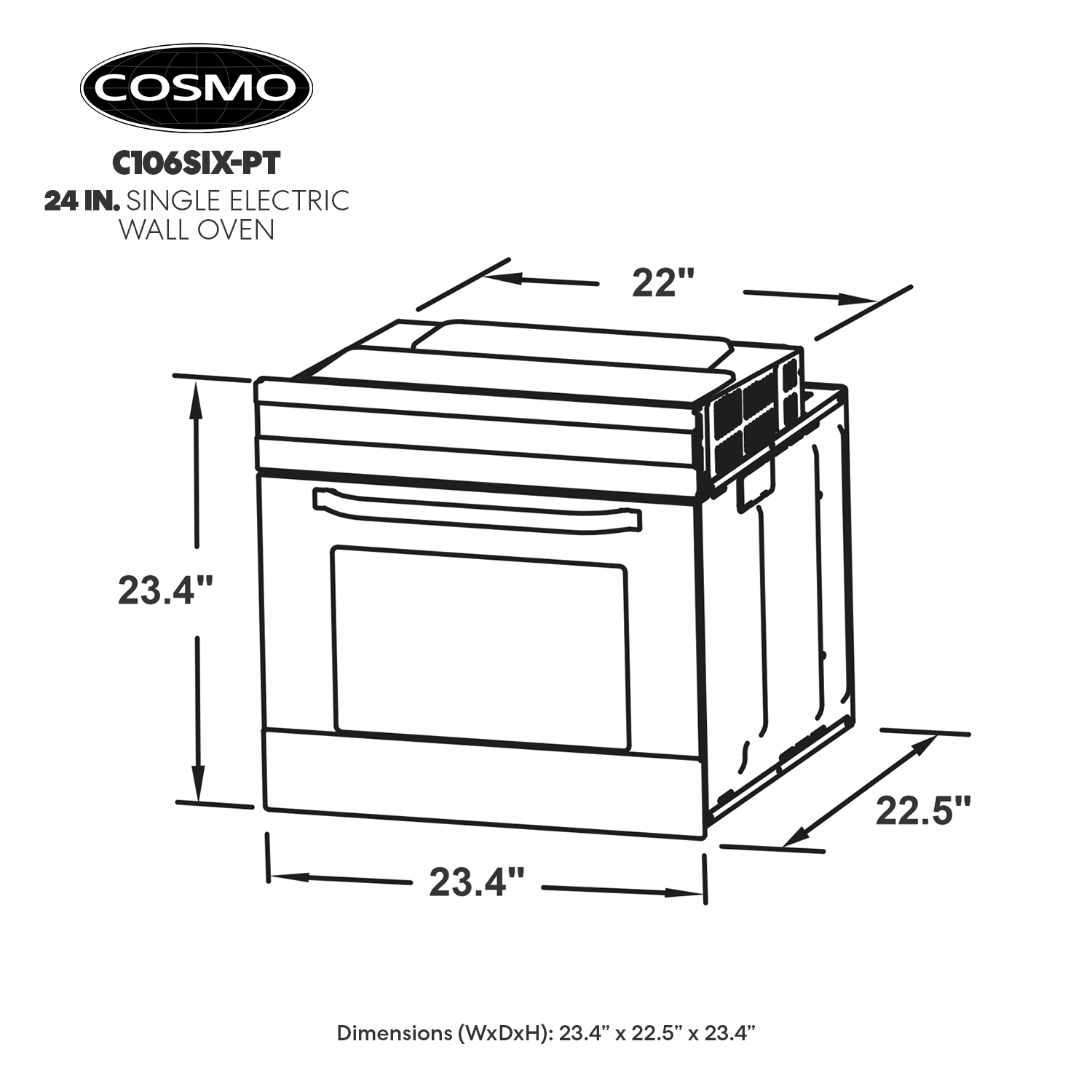 Cosmo C106SIX-PT Swall-Elec-Oven - View #5