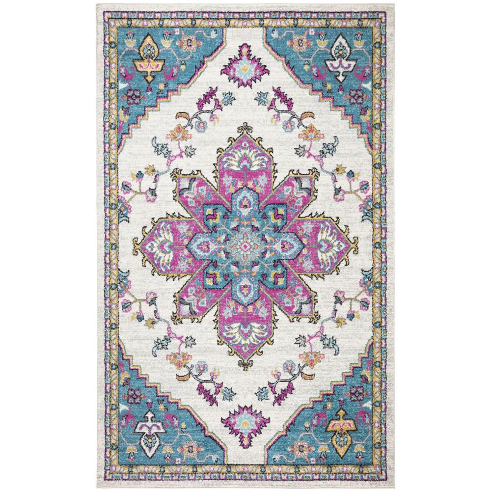 LNC MNIRI2LWS666446 Elegant Botanical 6 x 9 Shag Blue and Purple Floral/Botanical Bohemian/Eclectic Area Rug