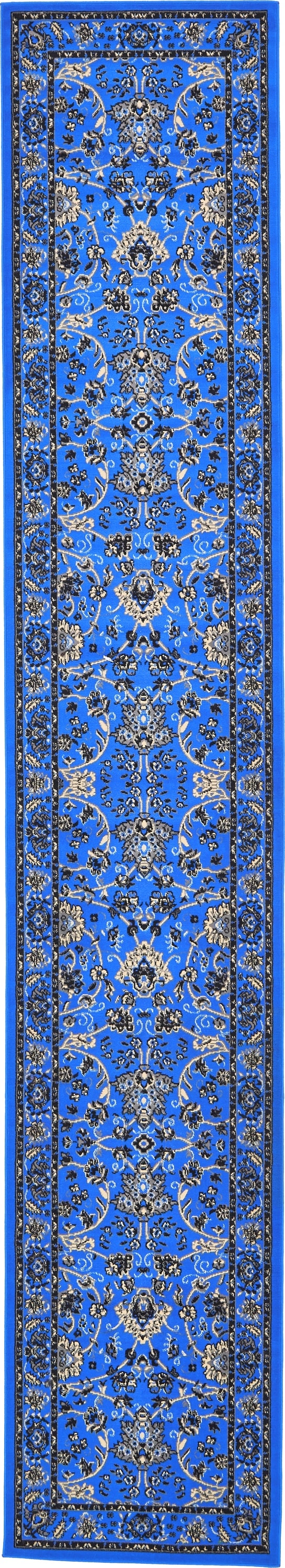 Unique Loom 3134515 Washington Sialk Hill 2 x 16 (ft) Loomed Polypropylene Blue/Ivory Rectangular Indoor Floral/Botanical Runner rug