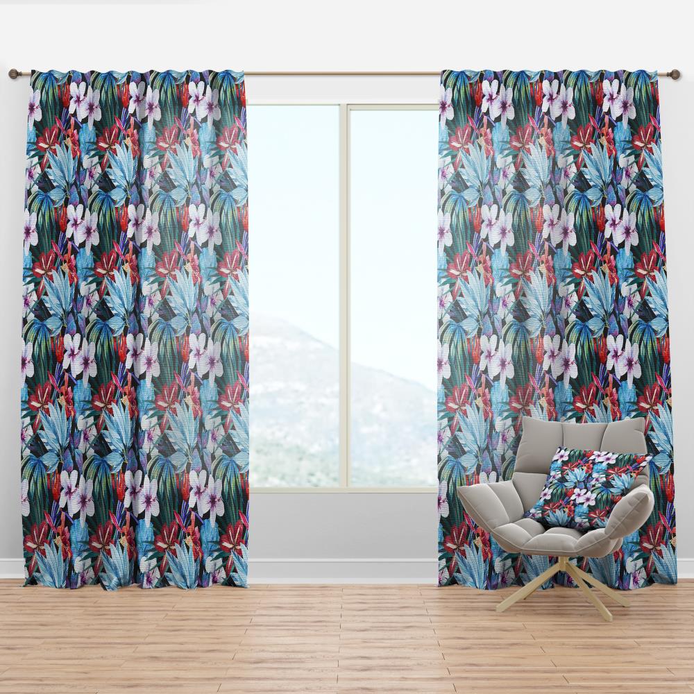 Designart CTN19291-52-63 63-Inches Red Floral Room darkening Thermal lined Rod pocket Single curtain panel