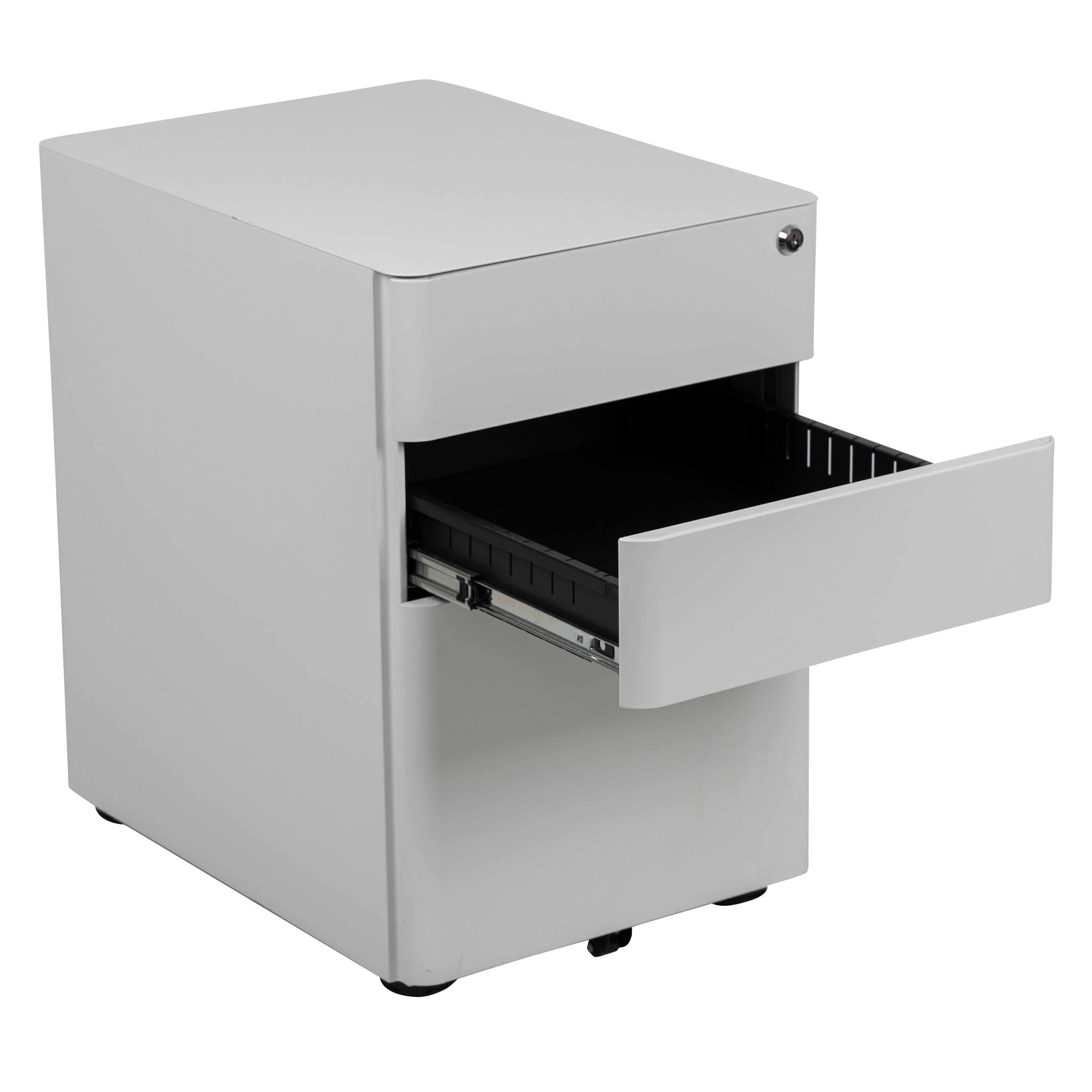 White Mobile 3-Drawer Lockable Filing Cabinet with Casters