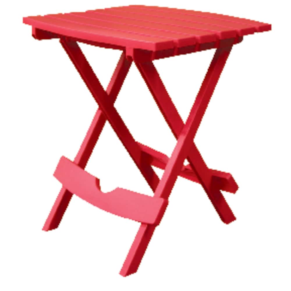 Adams 258421 Quik-Fold Cherry Red Rectangular Resin Folding Side Table 1 pk