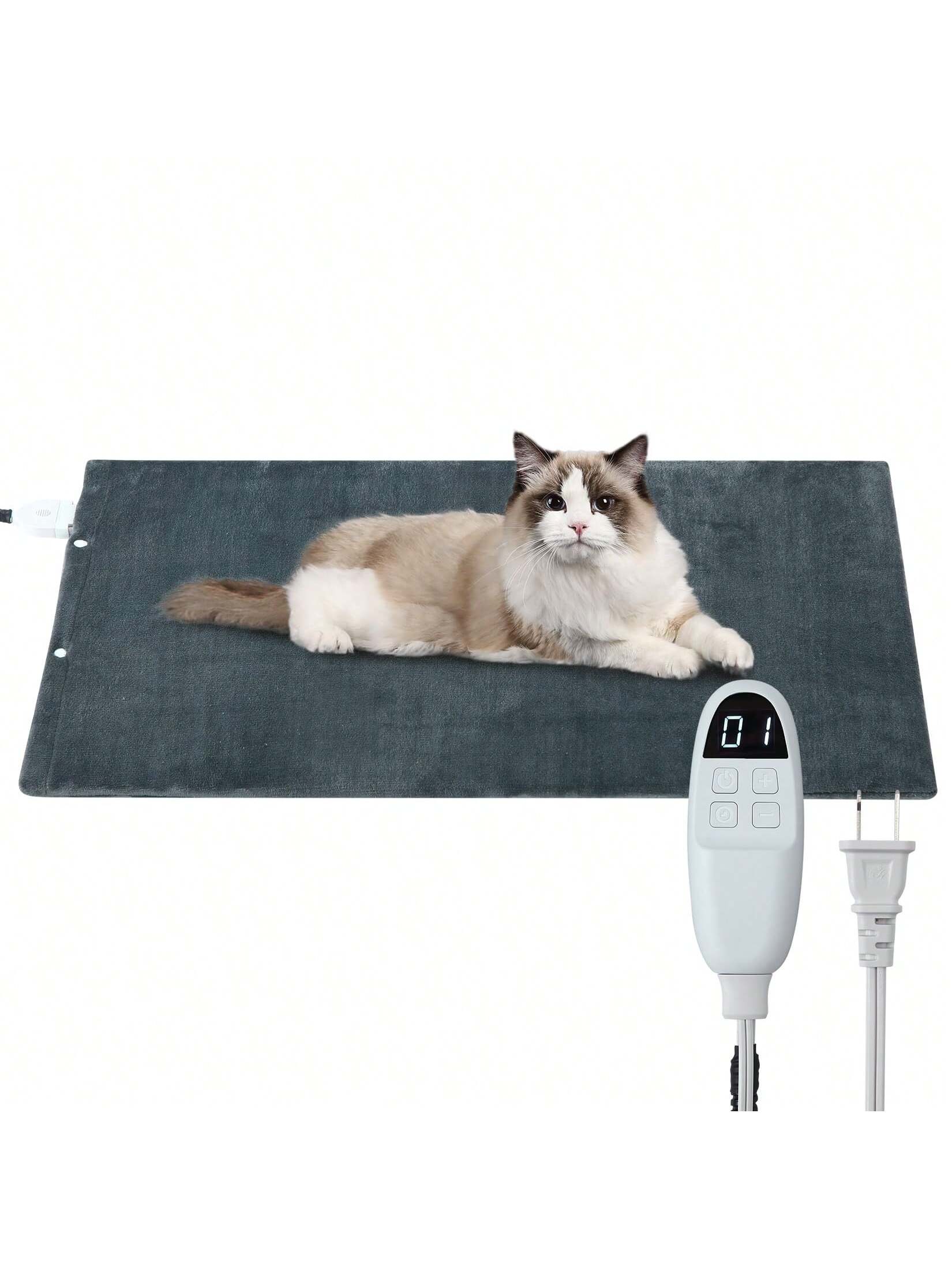 Qeetex PHO-0ZHEBBIV-HF4 Faster Warming Pet Heating Pad – Indoor Electric Heated Bed For Dogs And Cats With Adjustable Temperature and Auto Shut-Off. Waterproof. Chew-Resistant Cord.  Pet Heated Mat