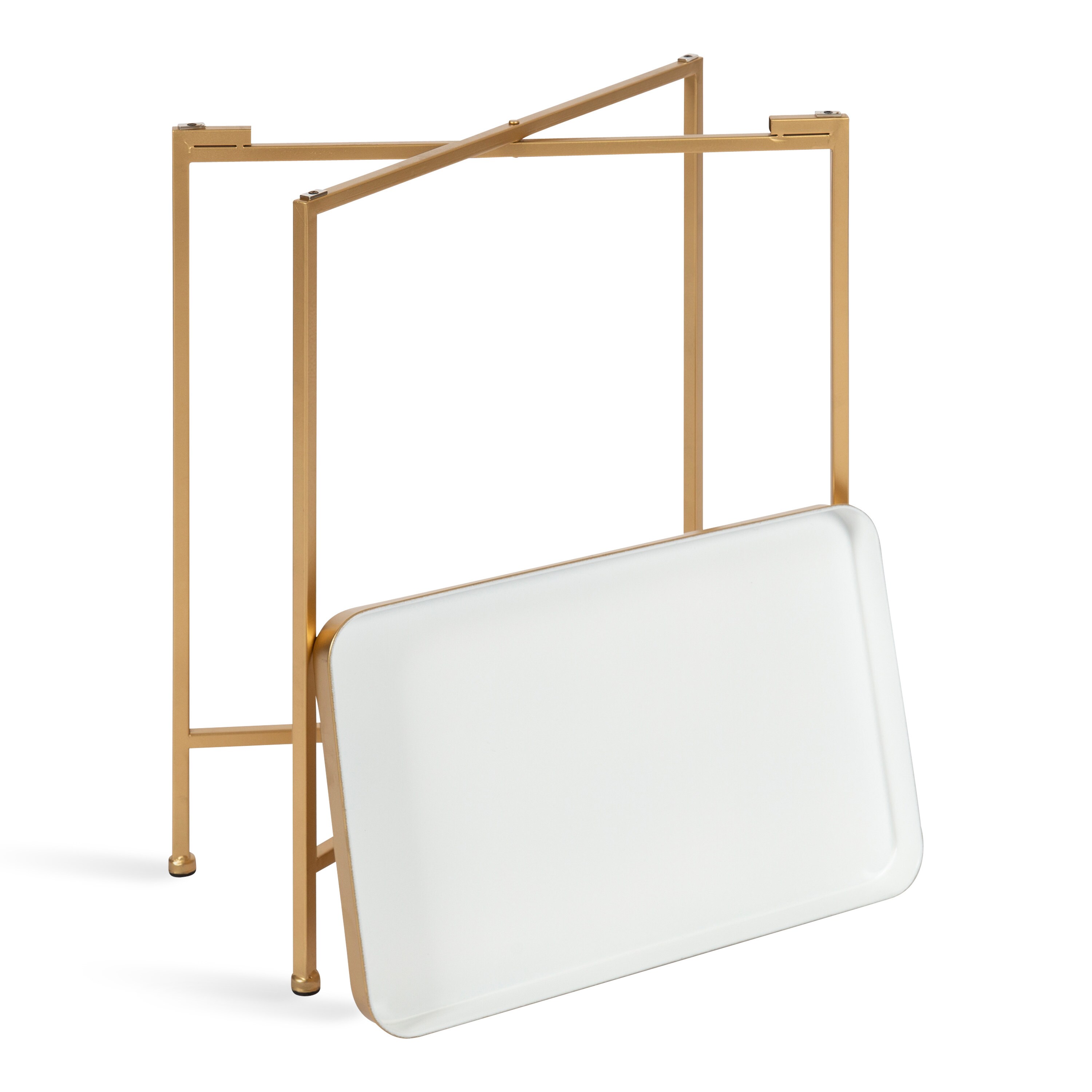 White and Gold Metal Foldable Tray Table