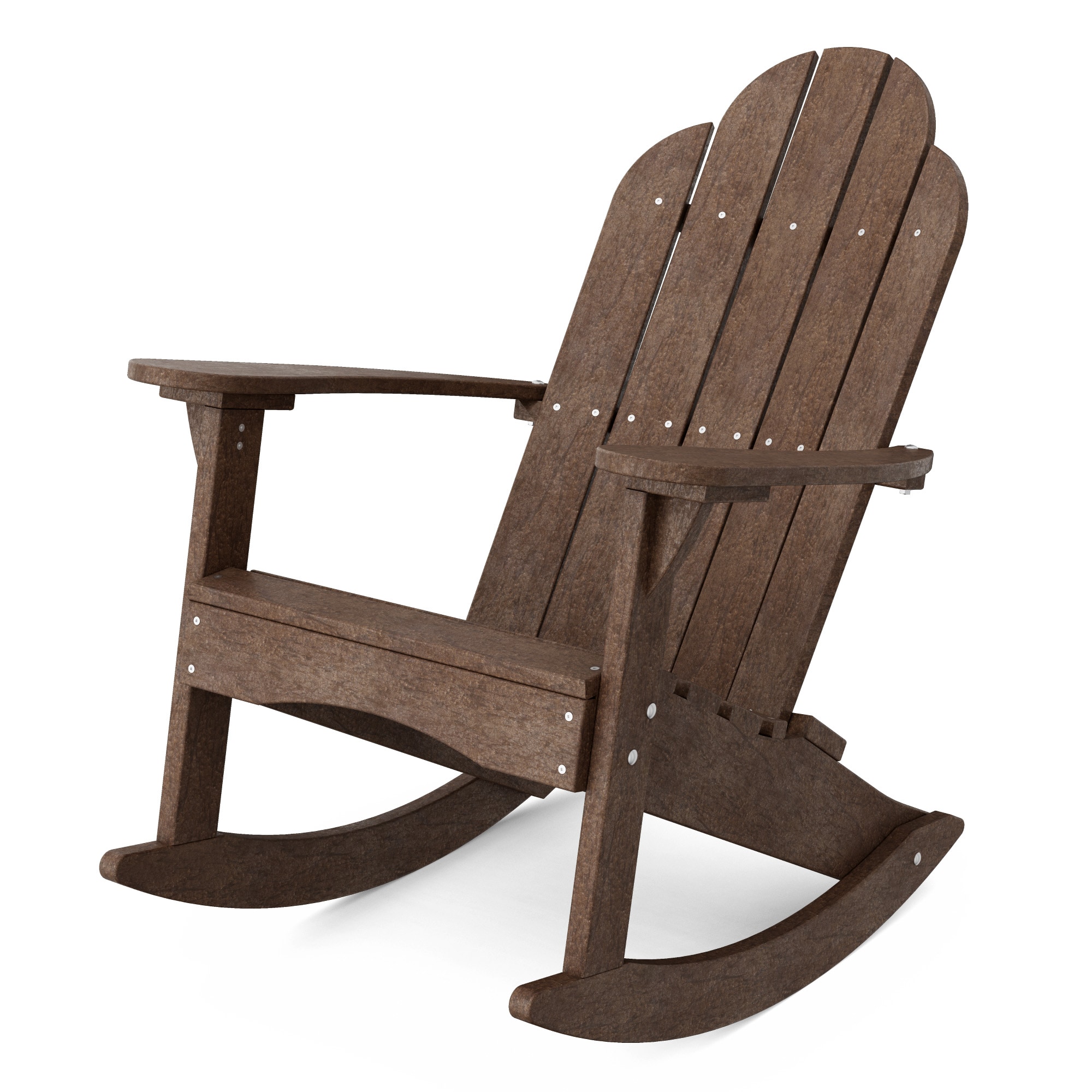 Wildridge LCC-215-TB Classic Adirondack Tudor Brown HDPE Frame Rocking Chair with Slat Seat