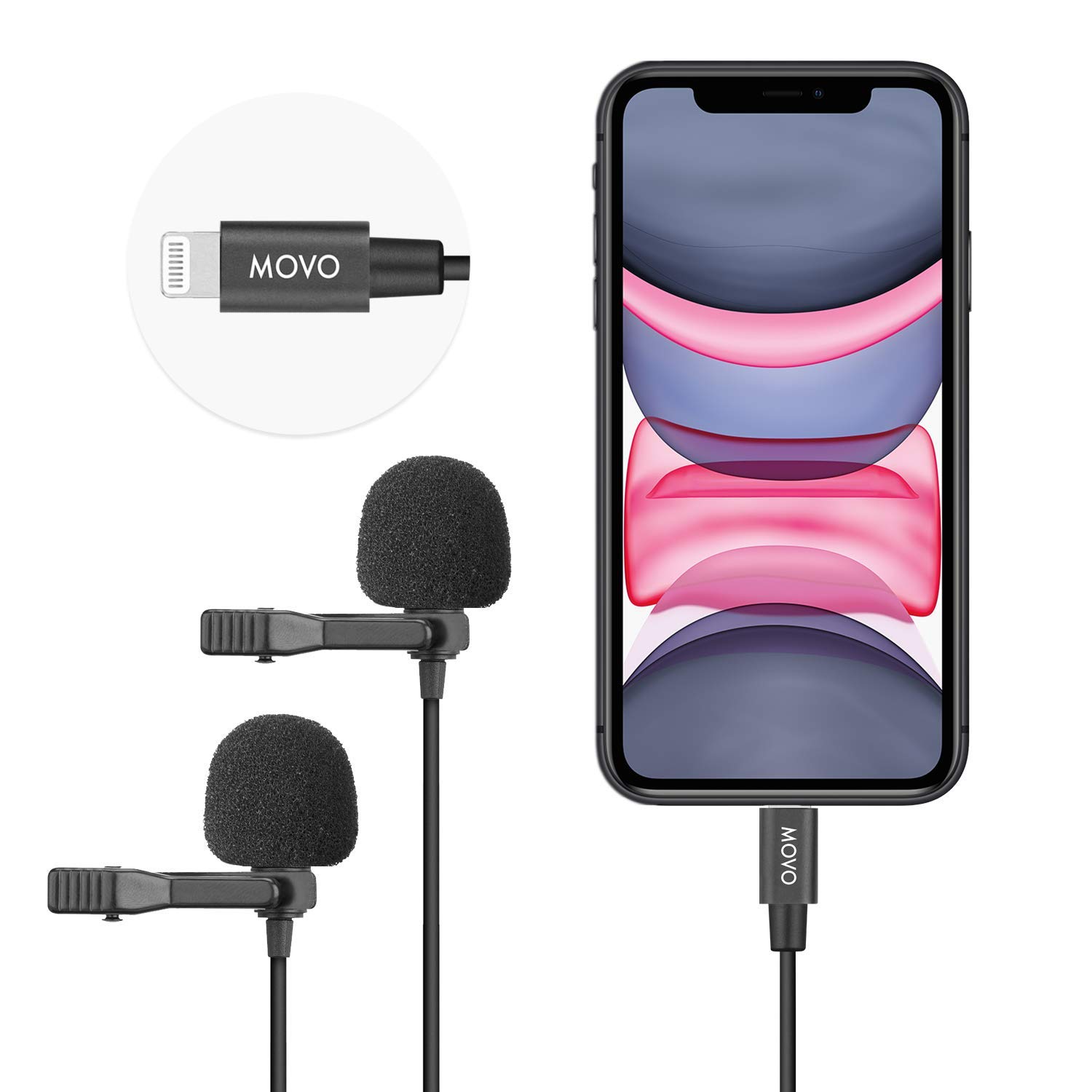Movo Dual Lavalier Microphone System for iPhone - Auxiliary in the ...