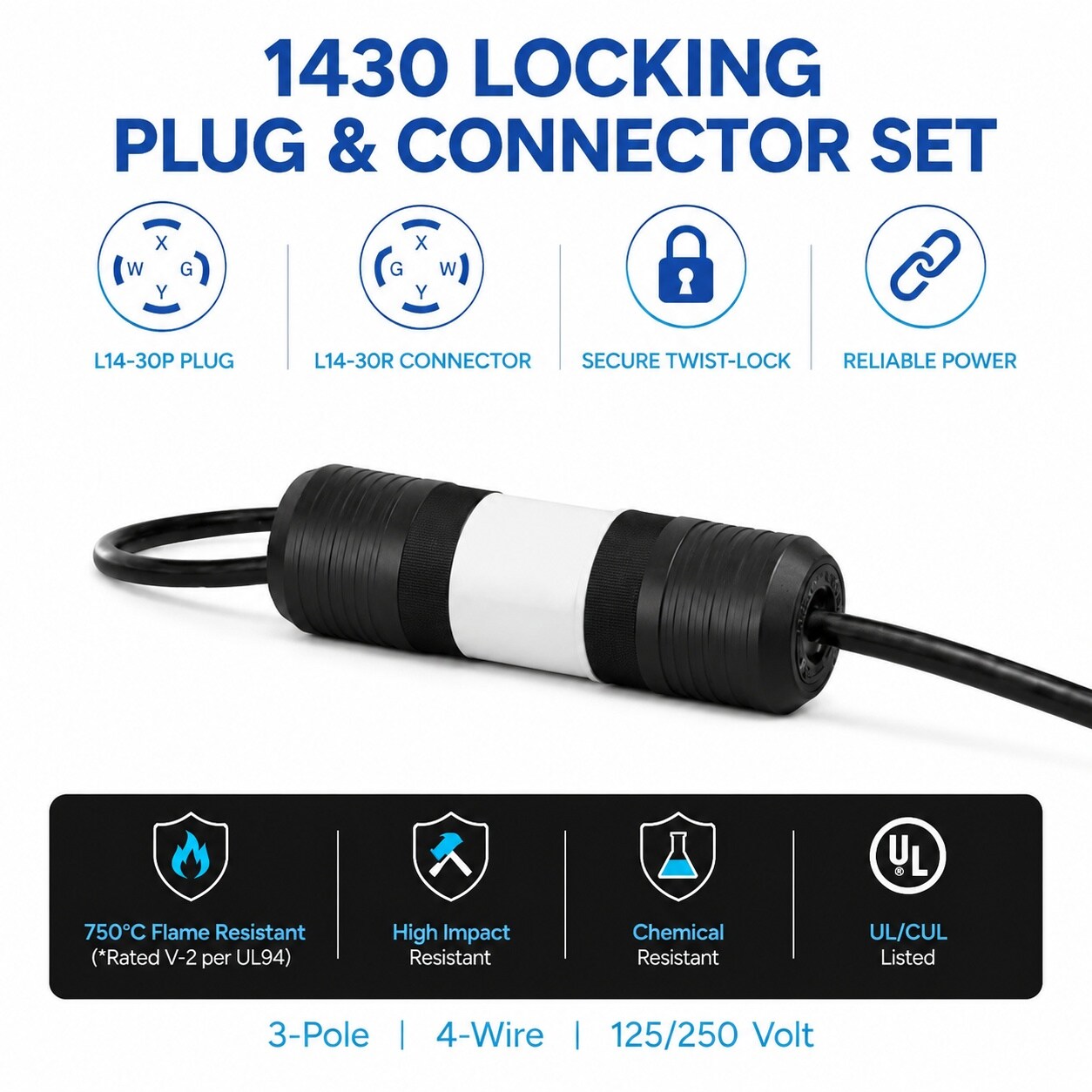 Etokfoks 5 Pack NEMA L14 30P and L14 30R 30 Amp 125 250V Twist Lock ...