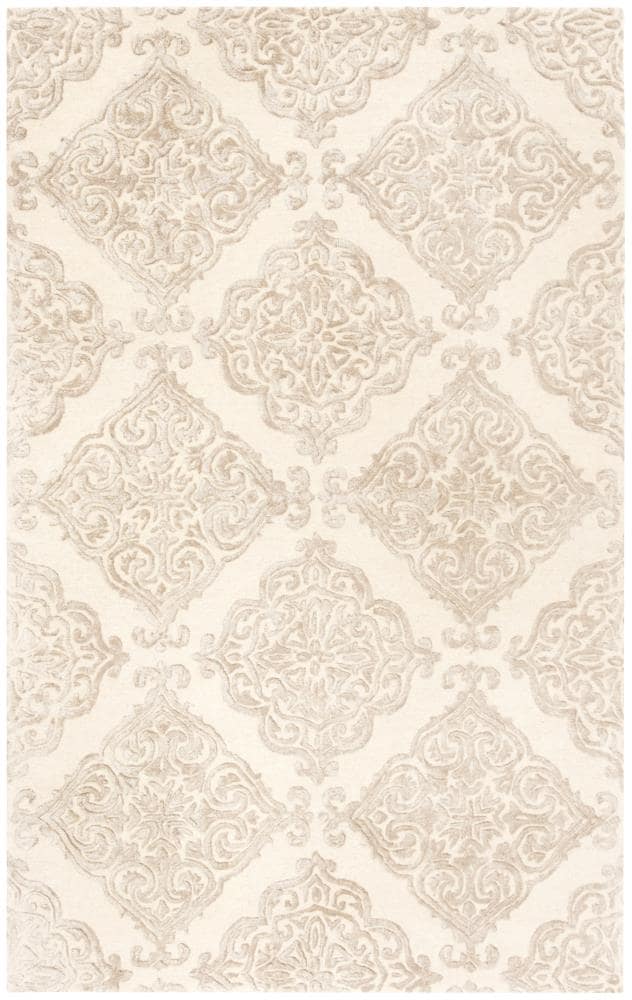 Safavieh GLM568B-5 Glamour Ada 5 x 8 (ft) Tufted Synthetic Ivory/Beige Rectangular Indoor Trellis Area rug