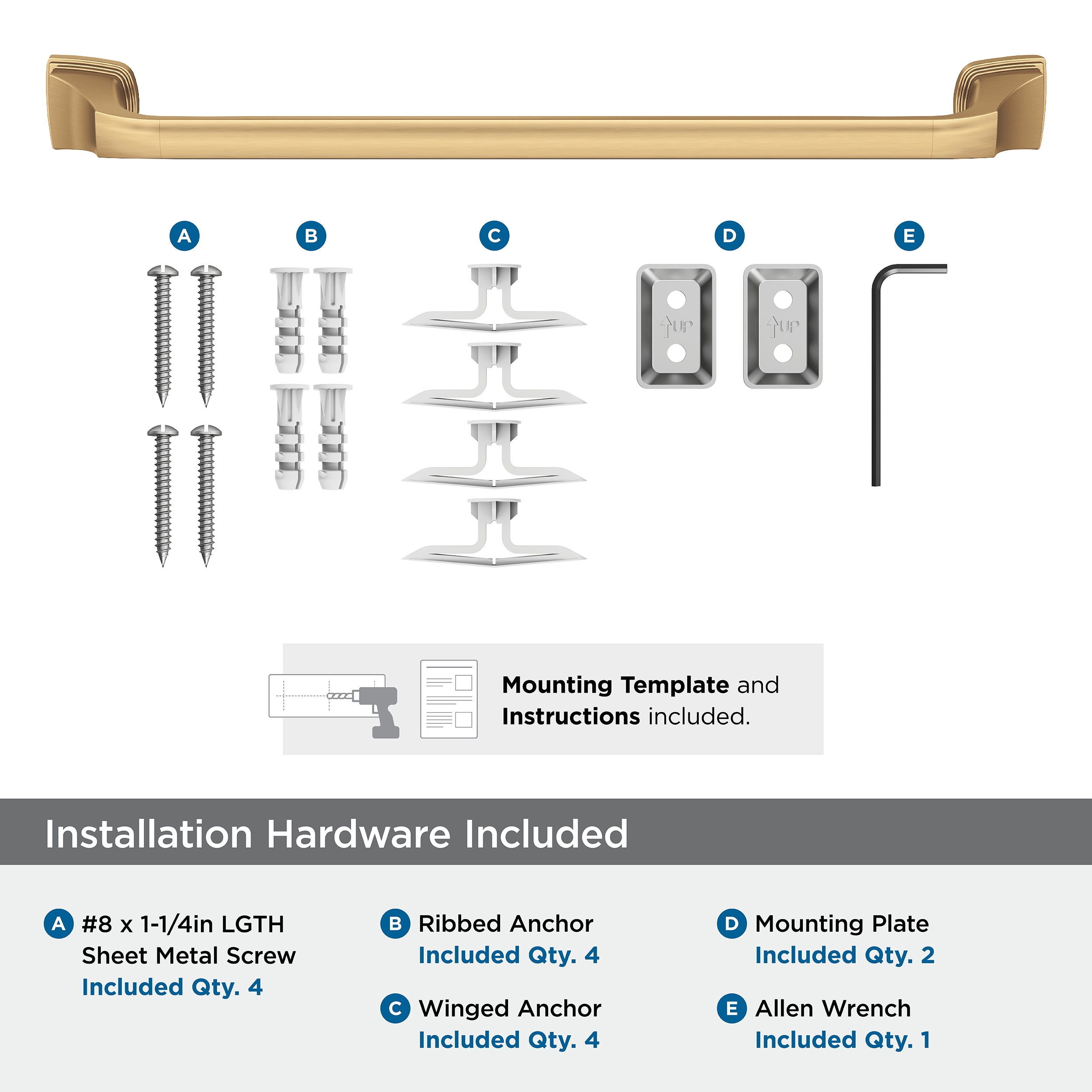 Champagne Bronze 18 Inch Wall Mounted Towel Bar