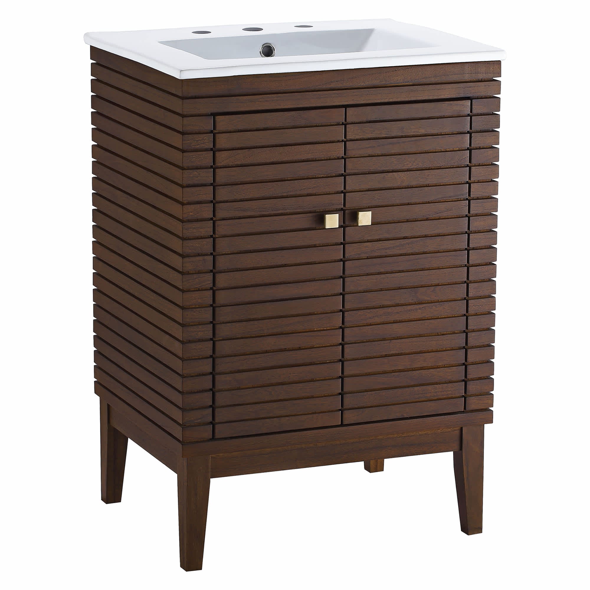 Modway  Ledger 24-in Bathroom Vanity in Walnut White