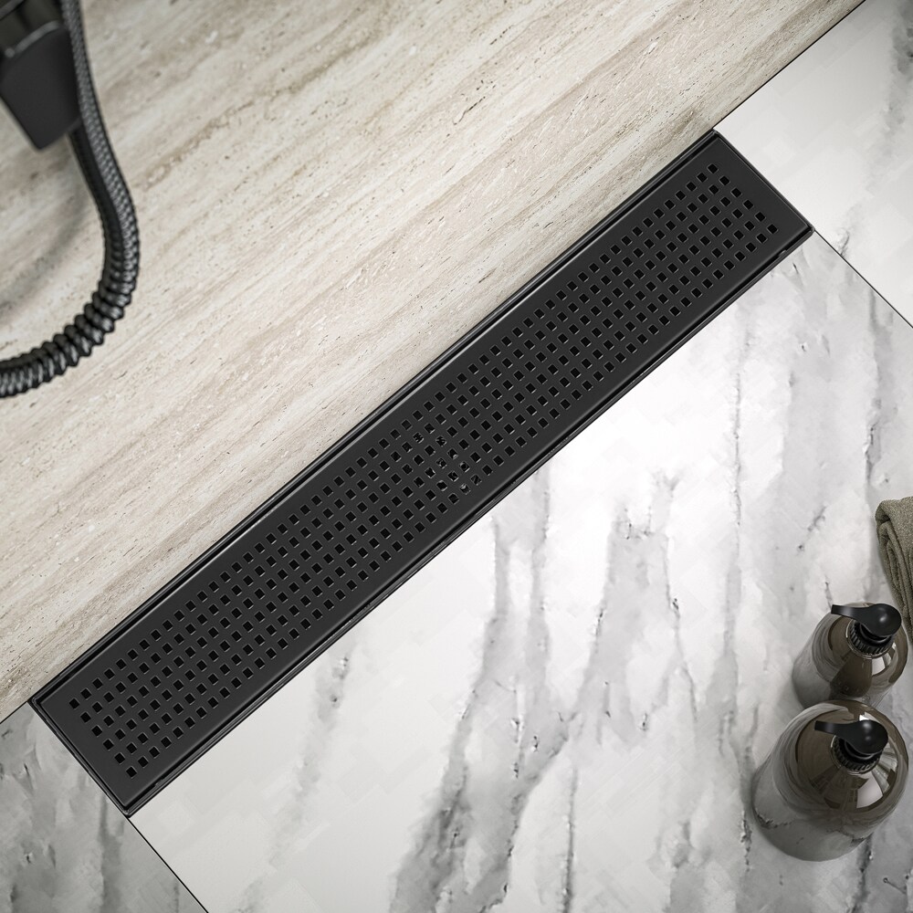 28 Inch Black Linear Shower Drain, Rectangular Linear Drain with Capsule  Pattern Grill Leveling Feet Hair Filter Threaded Adapter - China 304  Drainer, Flap Drain