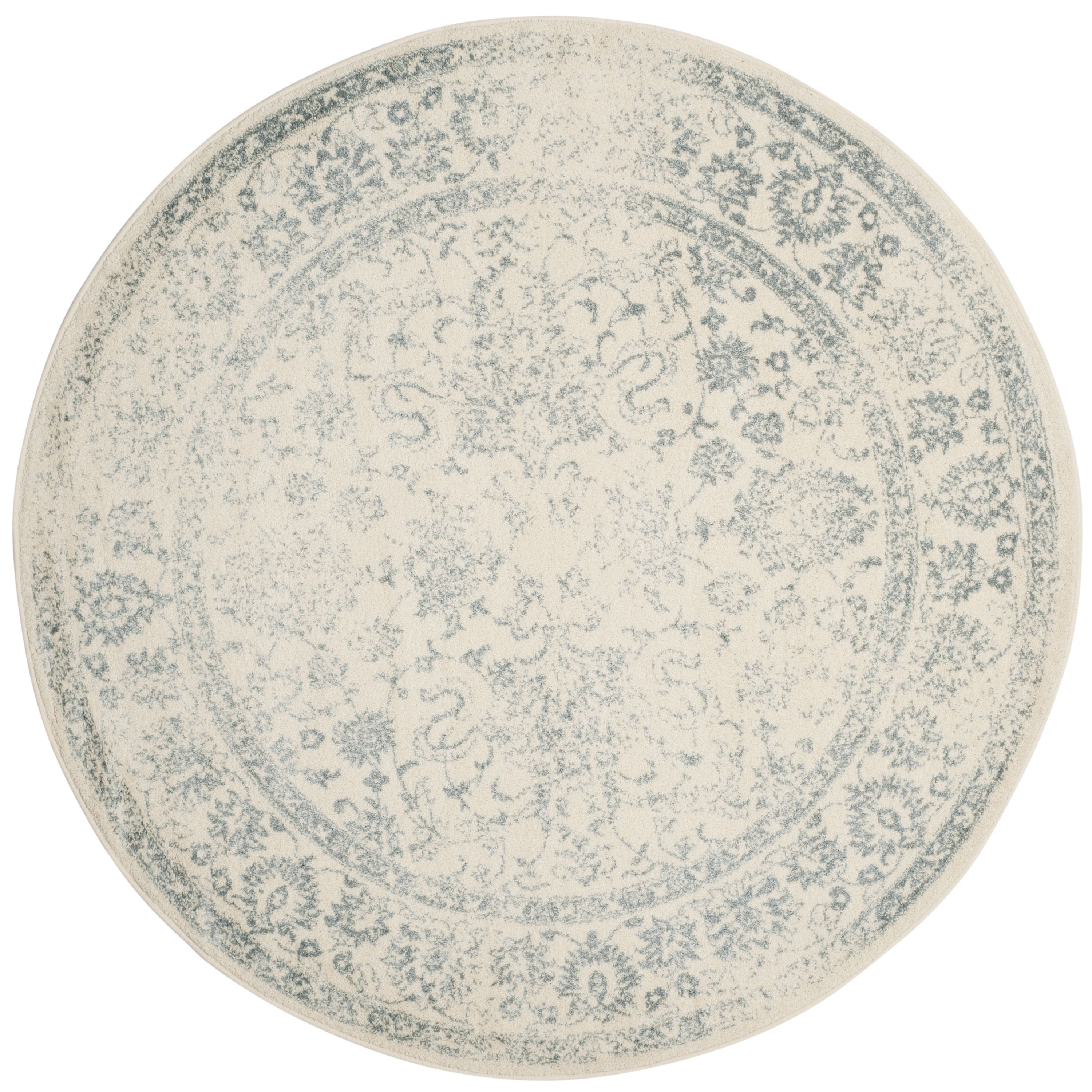 Safavieh ADR109S-6R Adirondack Kashan 6 x 6 (ft) Loomed Polypropylene Ivory/Slate Round Indoor Distressed/Overdyed Vintage Area rug